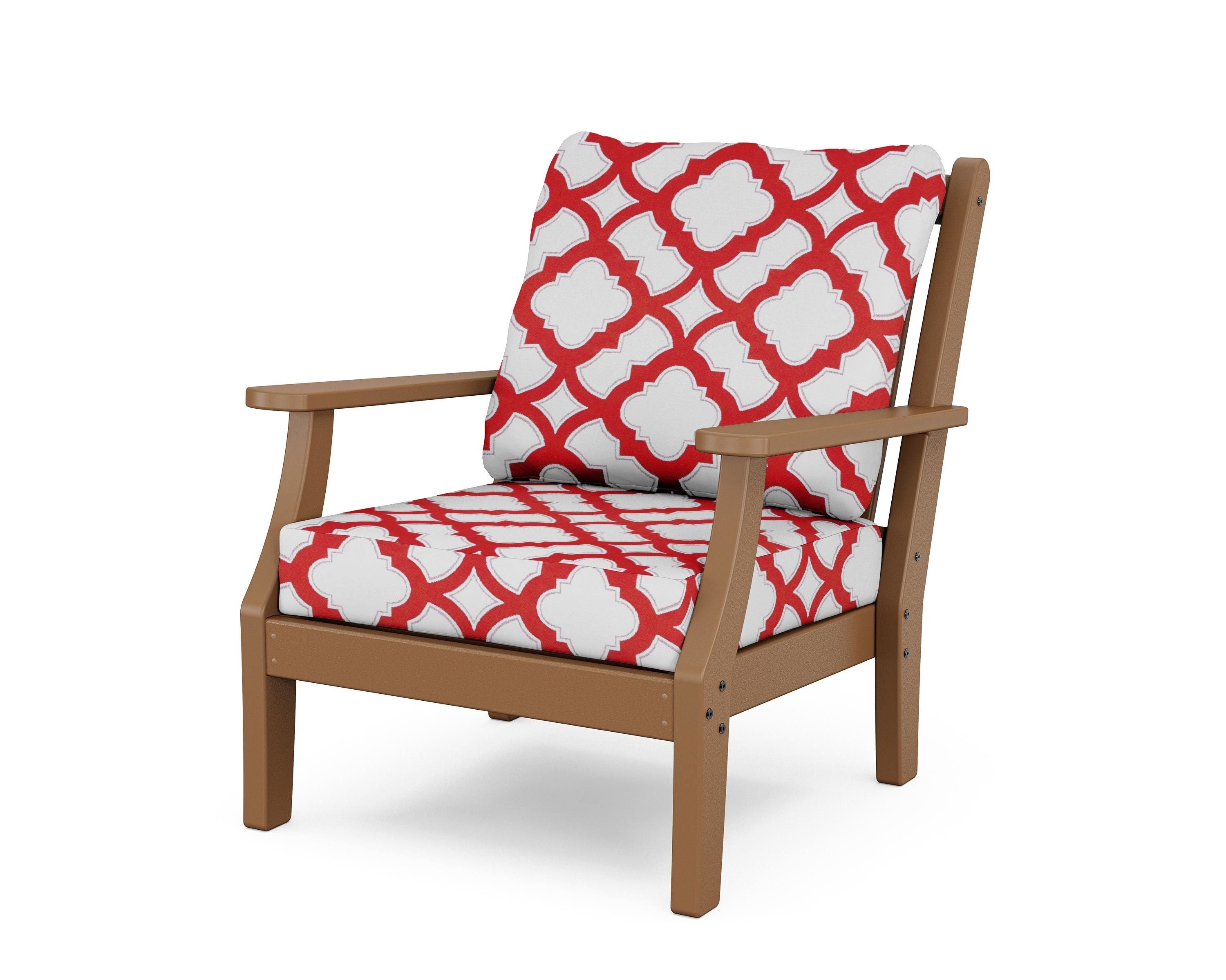 Country Living Wovendale Deep Seating Chair in Teak / Trellis Crimson
