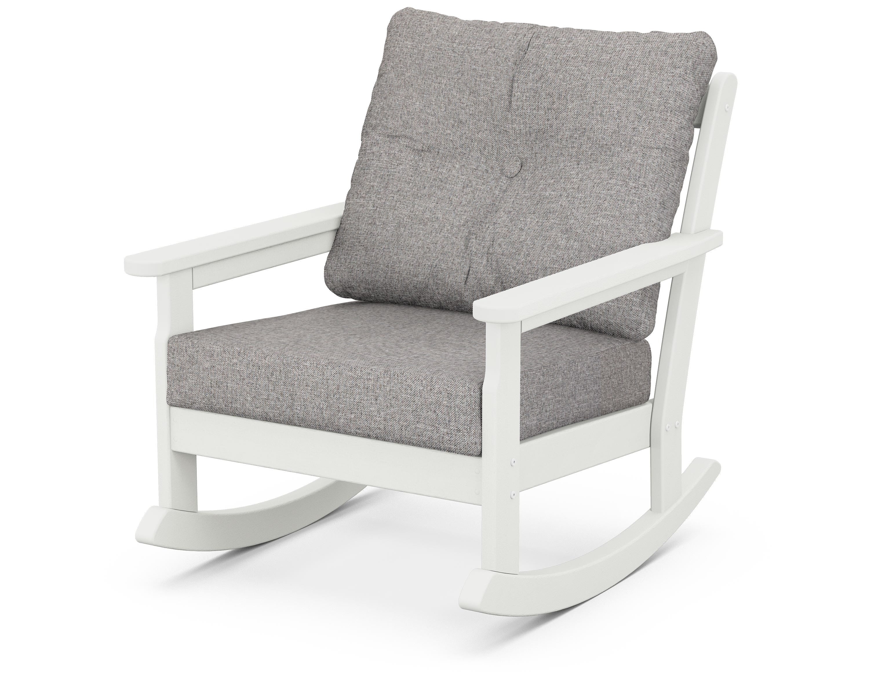 POLYWOOD® Vineyard Deep Seating Rocking Chair in Vintage White / Grey Mist