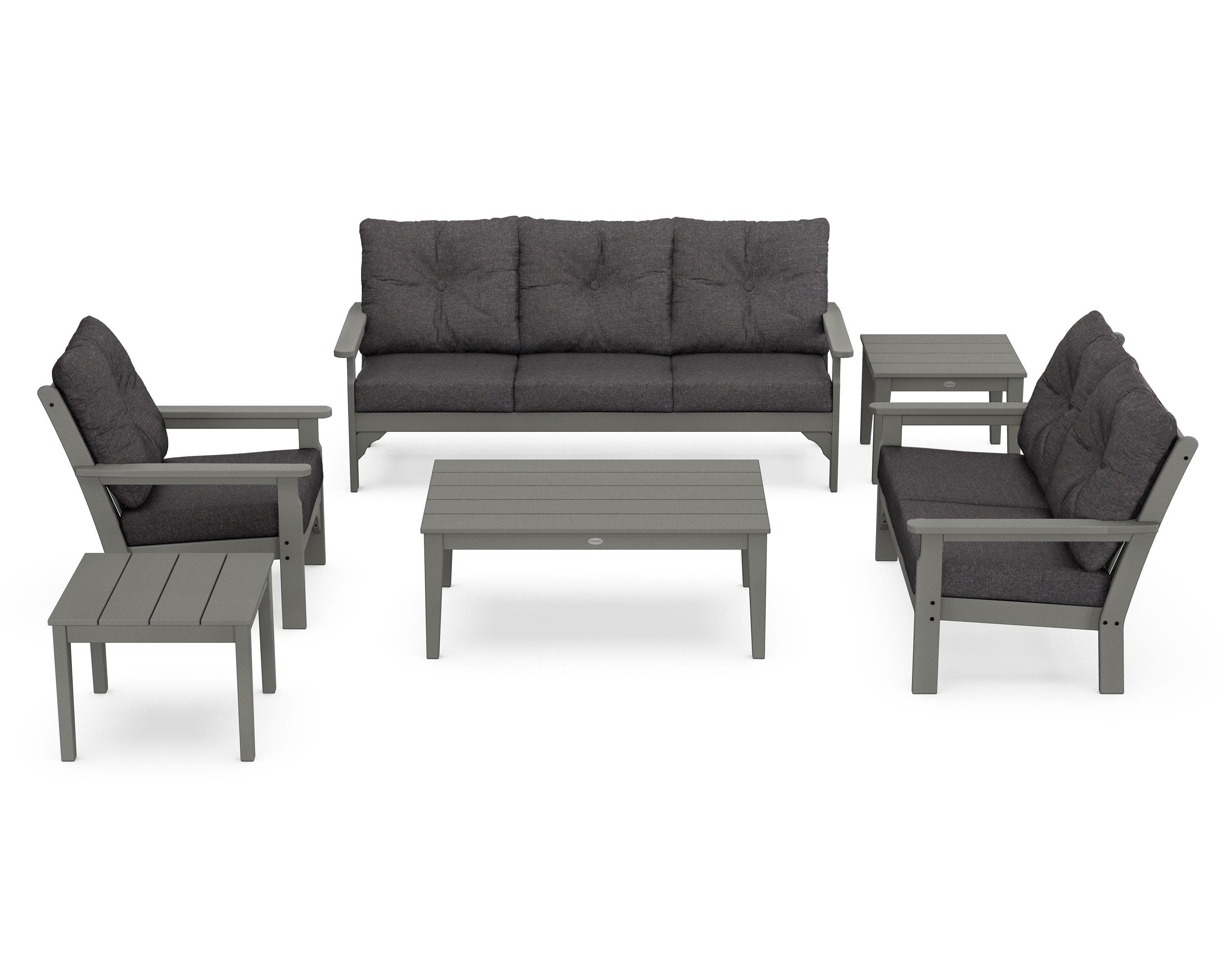 POLYWOOD® Vineyard 6-Piece Deep Seating Set in Slate Grey / Ash Charcoal