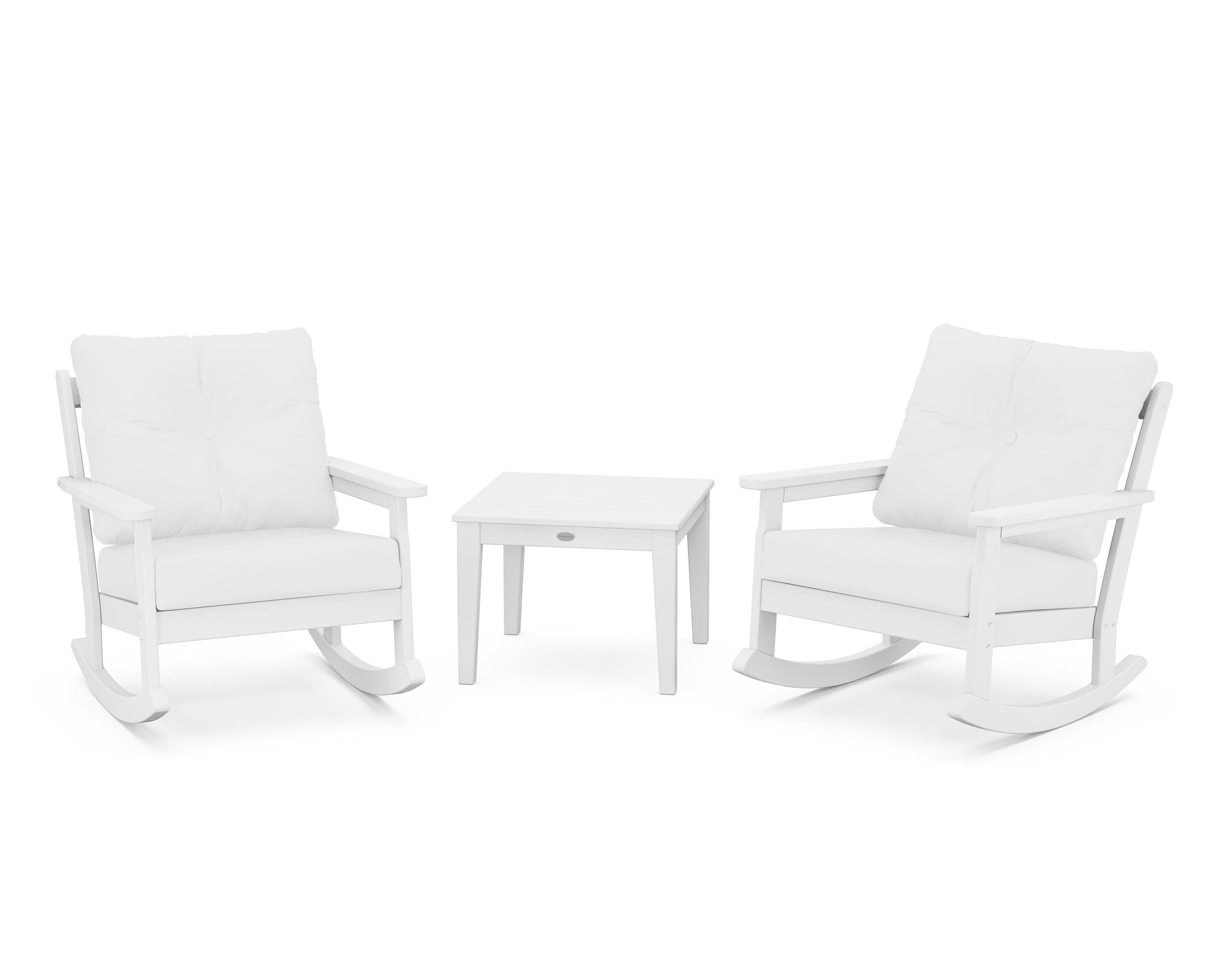 POLYWOOD® Vineyard 3-Piece Deep Seating Rocker Set in White / Natural