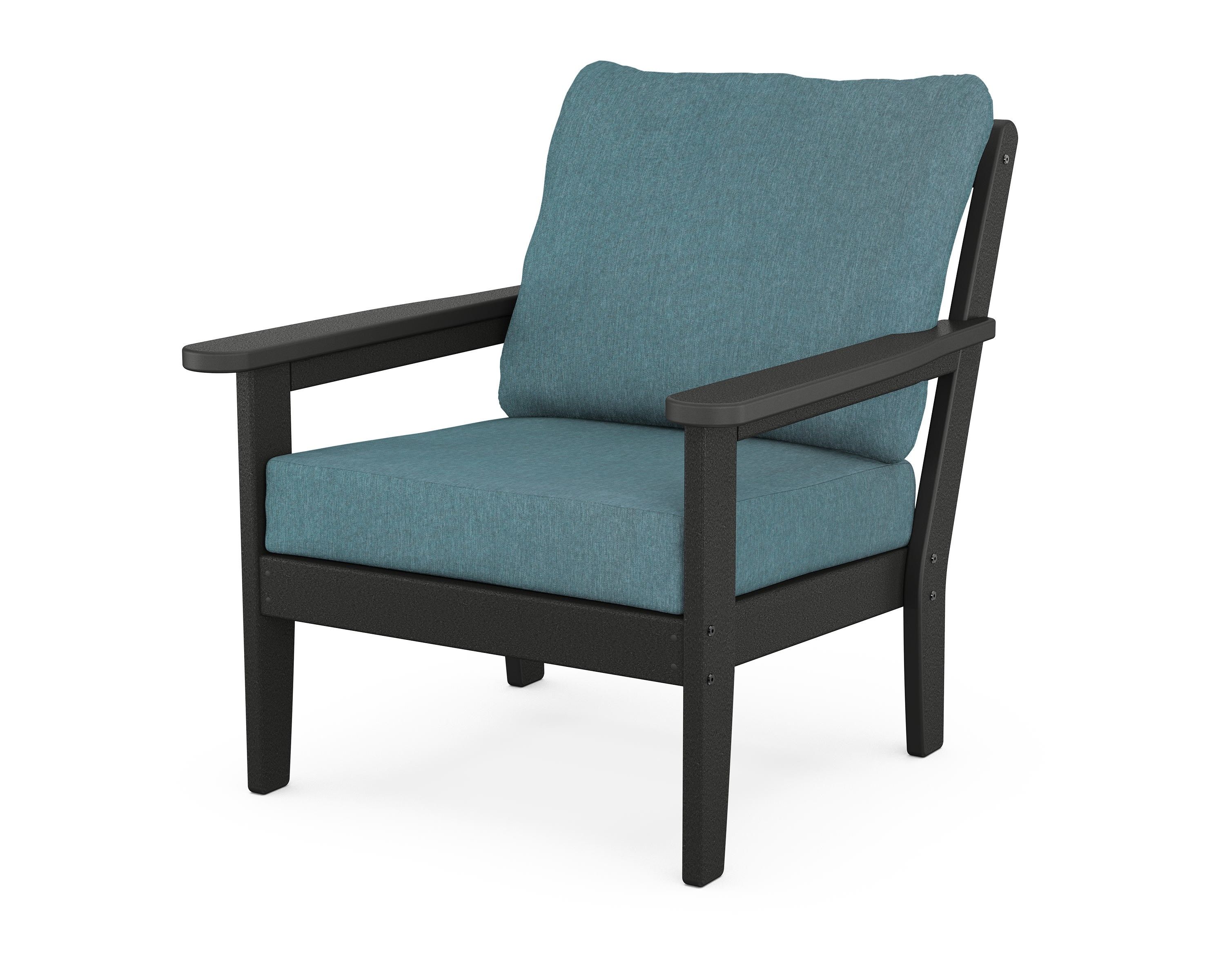 Country Living Cottage Deep Seating Chair in Black / Ocean Teal