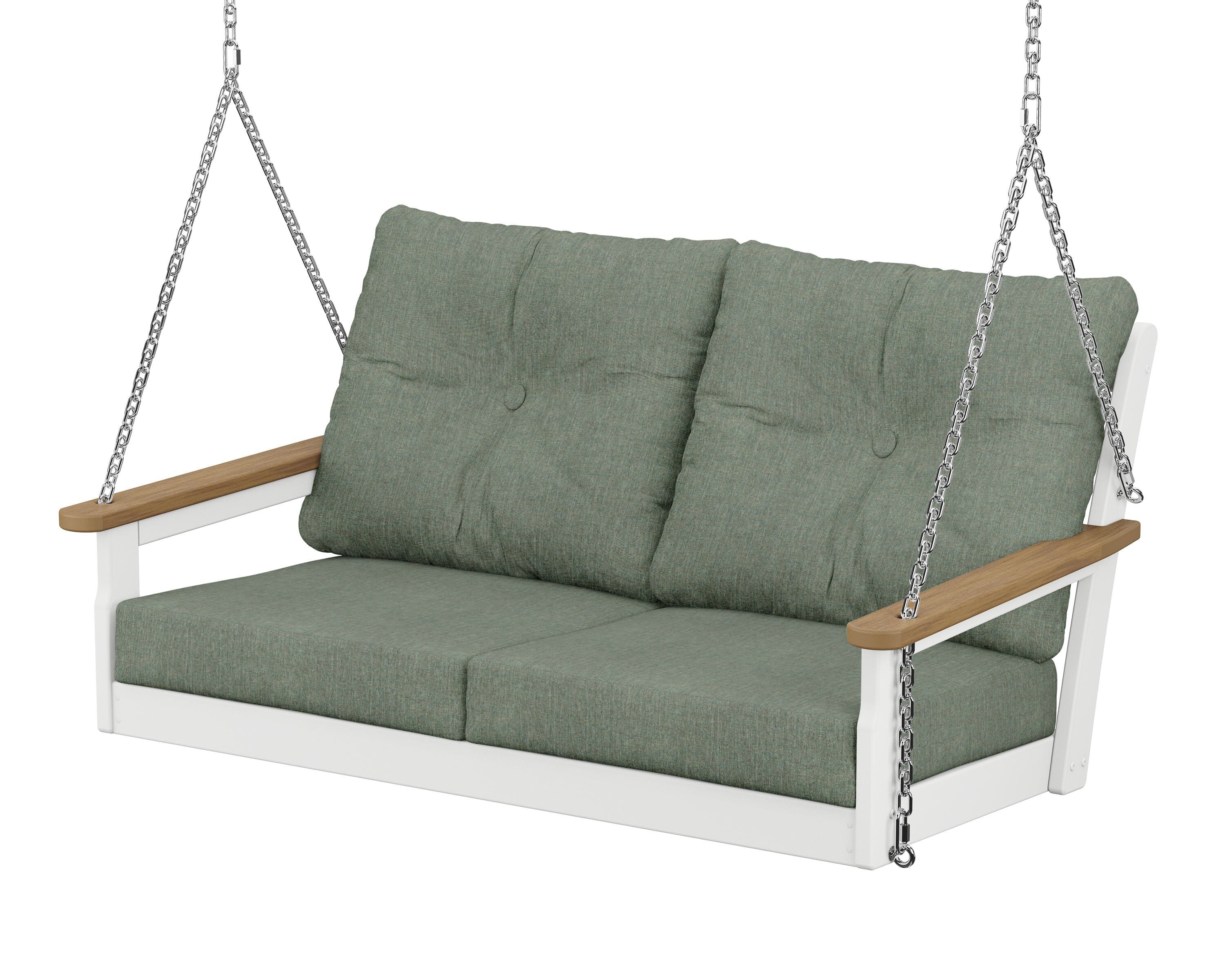 POLYWOOD® Vineyard Deep Seating Swing in White / Natural / Cast Sage