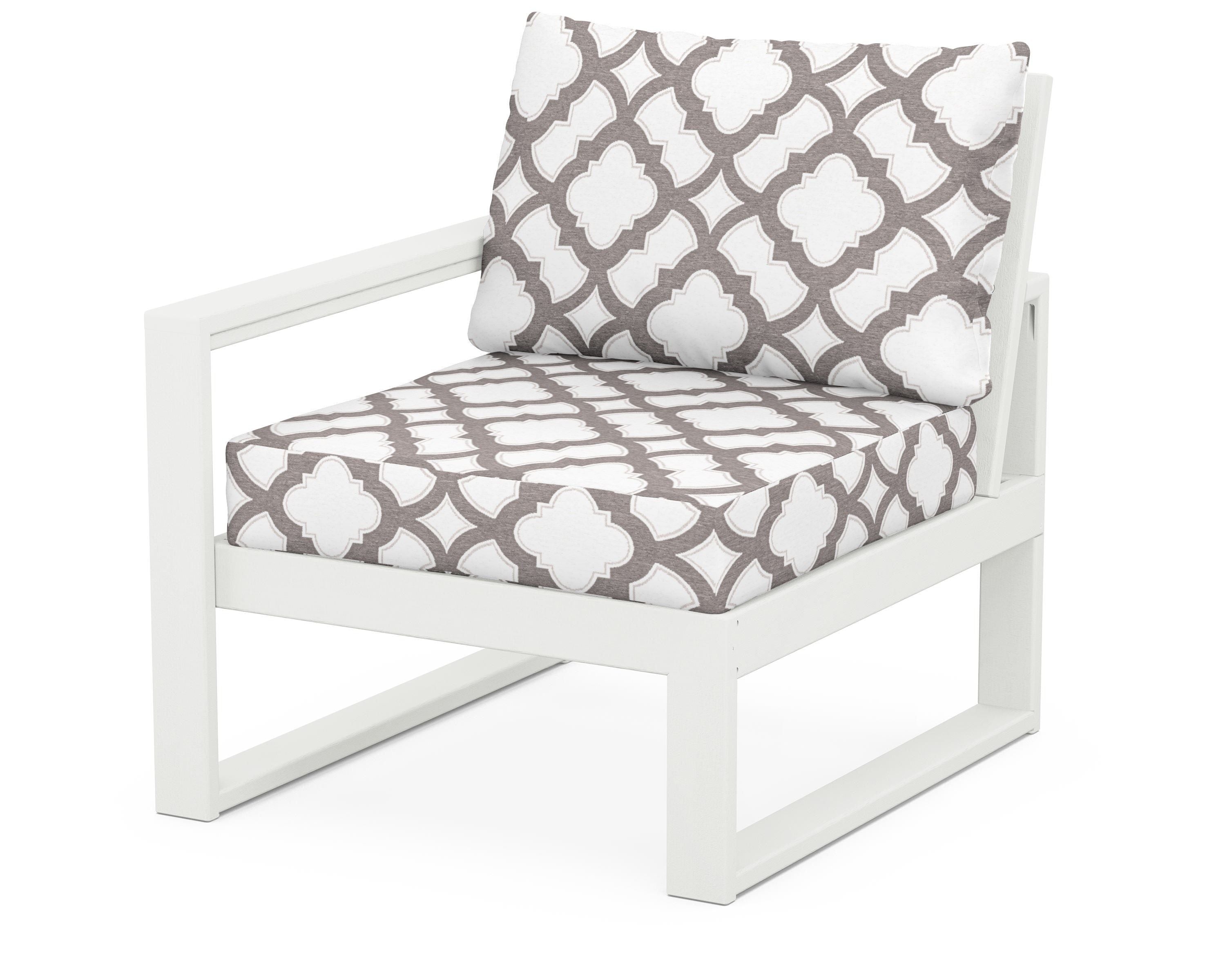 POLYWOOD® EDGE Modular Left Arm Chair in Vintage White / Trellis Grey Mist