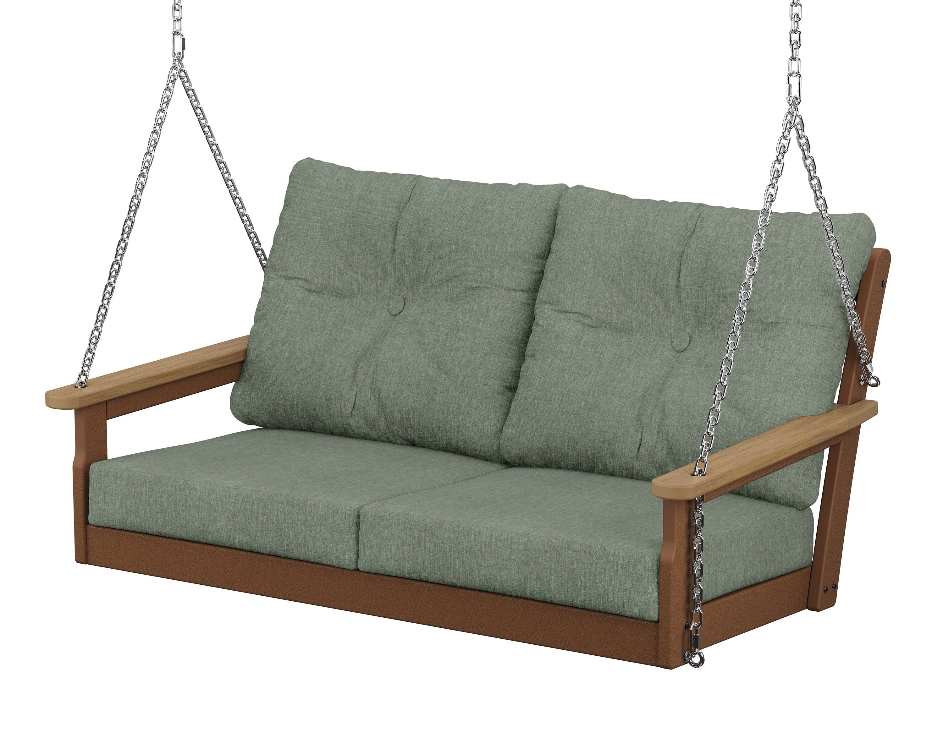 POLYWOOD® Vineyard Deep Seating Swing in Teak / Natural / Cast Sage