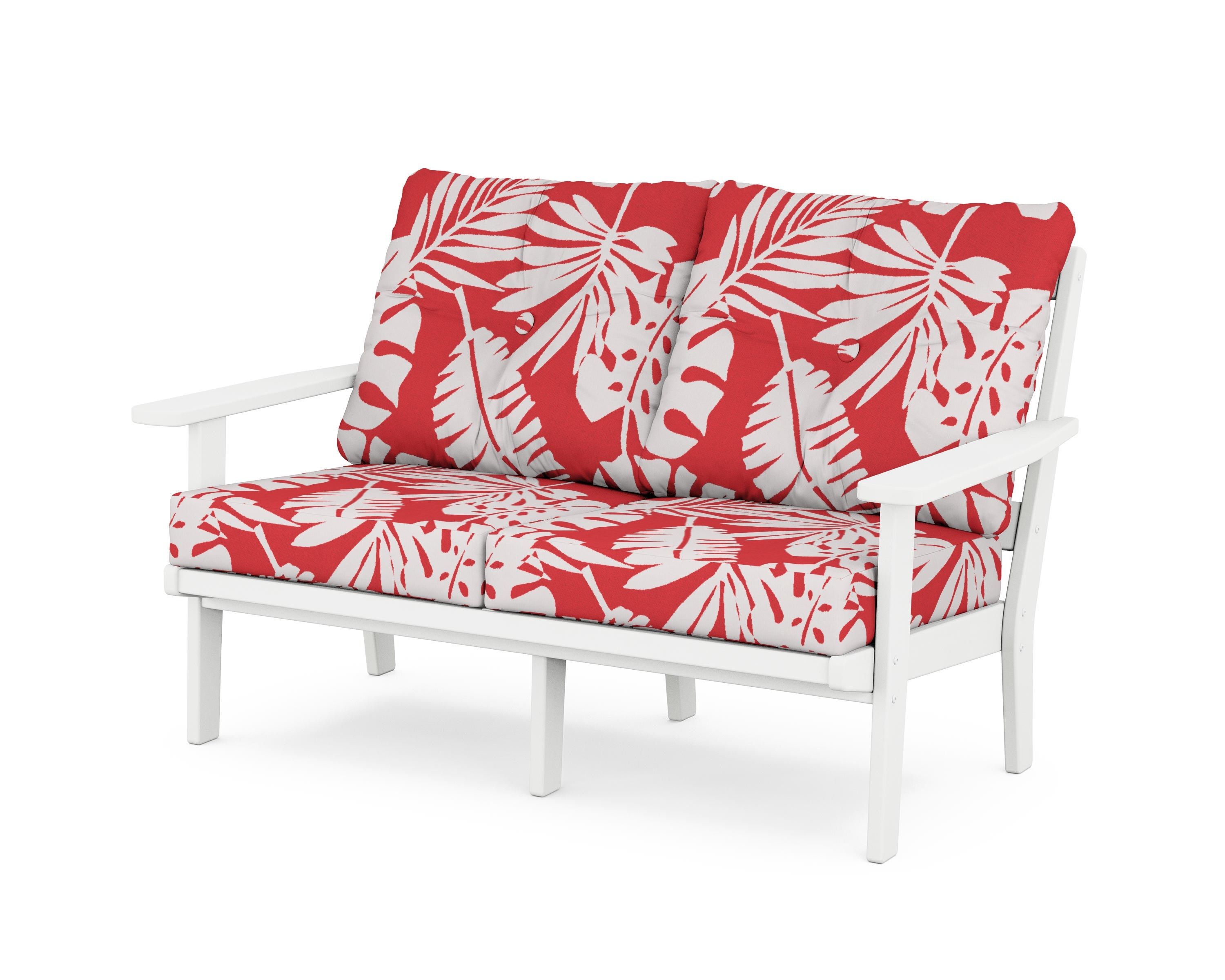 POLYWOOD® Oxford Deep Seating Loveseat in White / Leaf Crimson