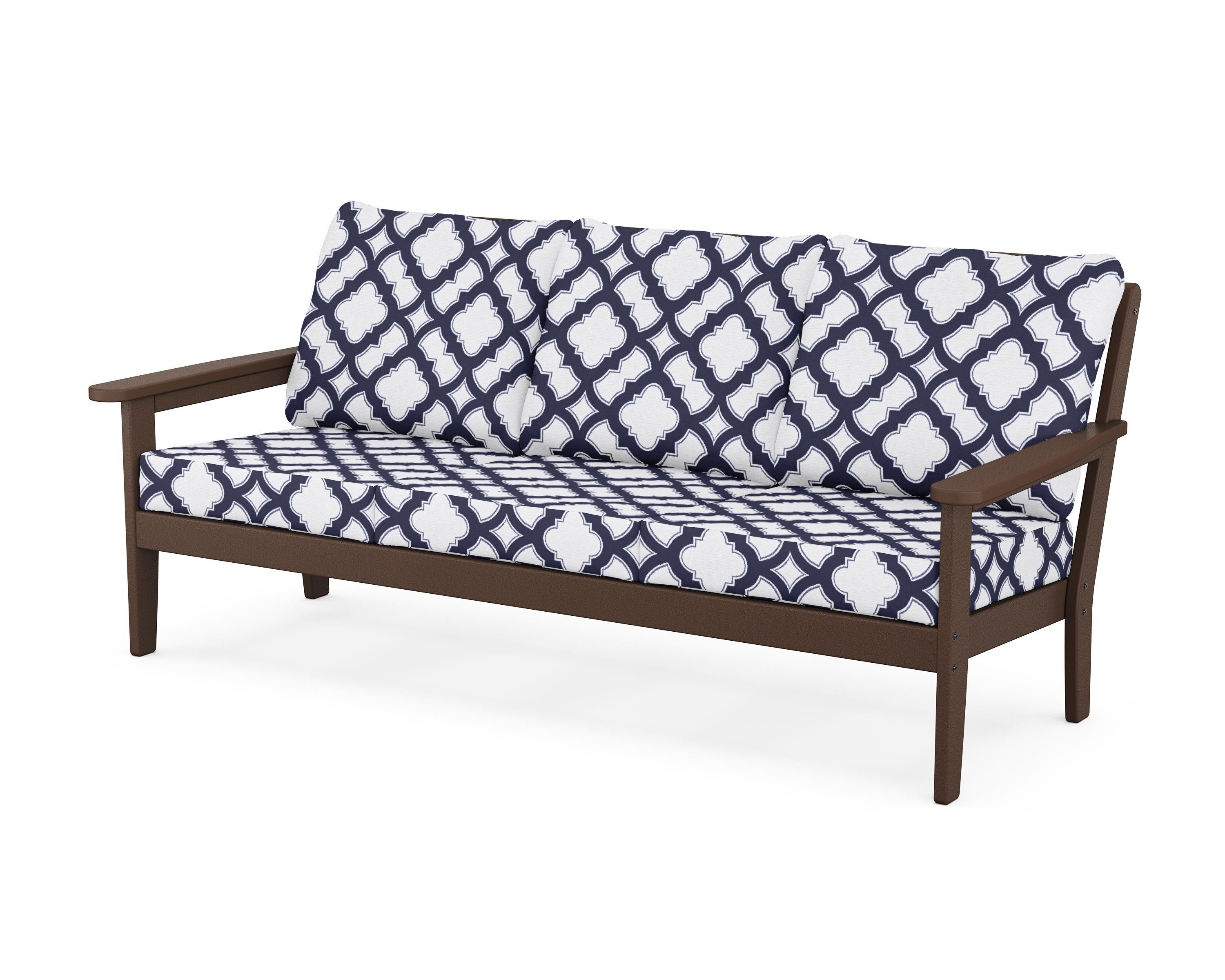 Country Living Cottage Deep Seating Sofa in Mahogany / Trellis Navy