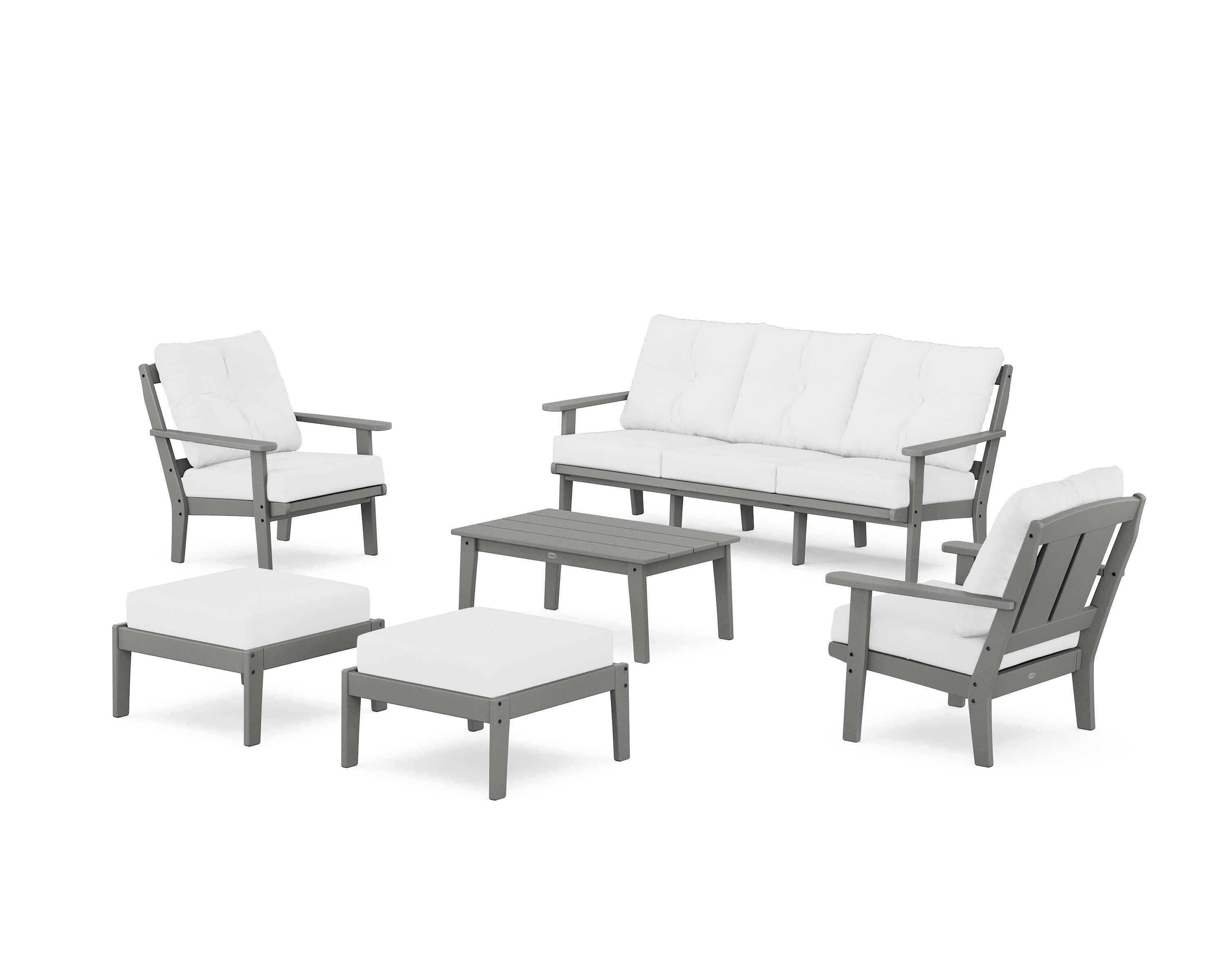 POLYWOOD® Mission 6-Piece Lounge Sofa Set in Slate Grey / Natural