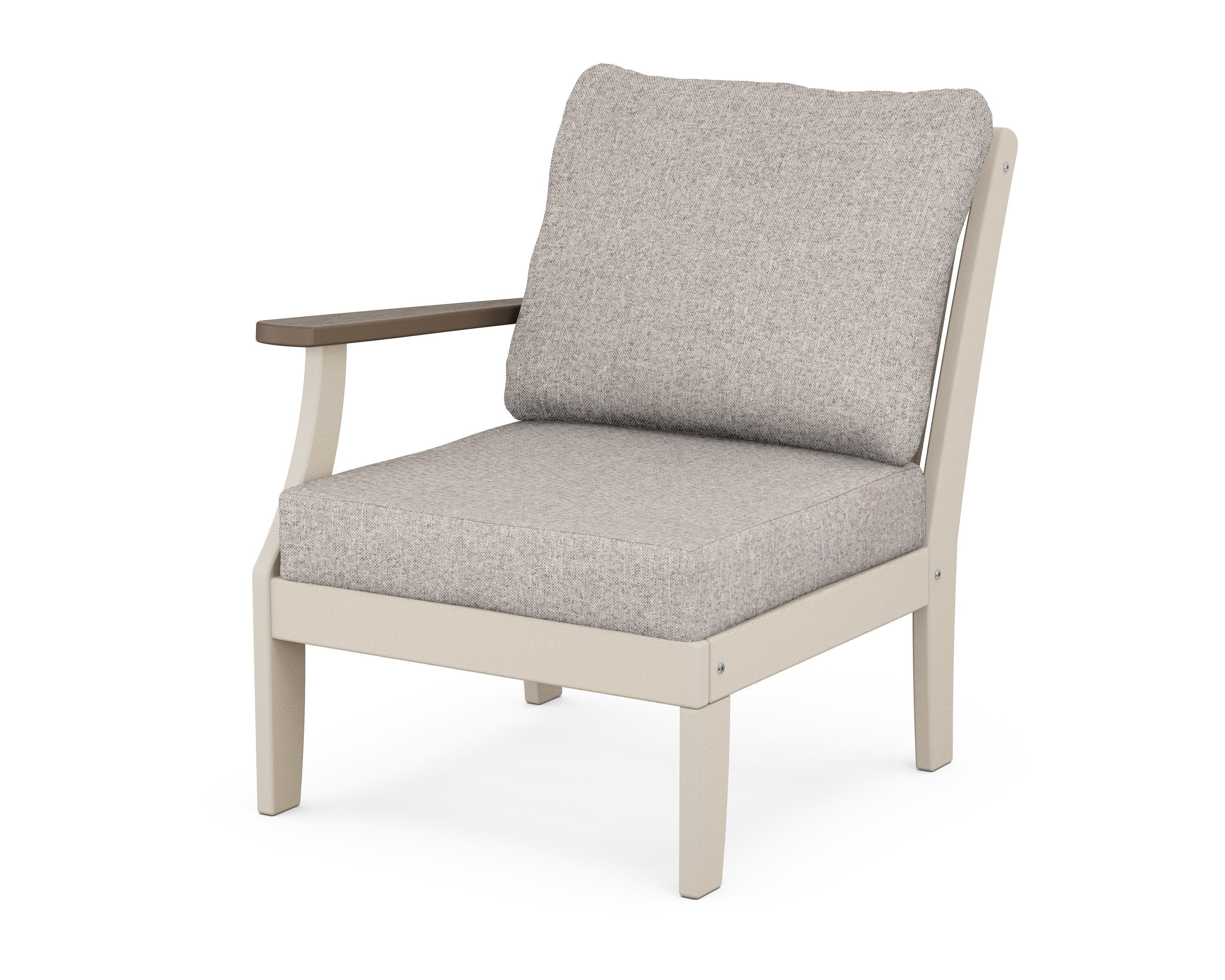 POLYWOOD® Braxton Modular Left Arm Chair in Sand / Kona / Weathered Tweed