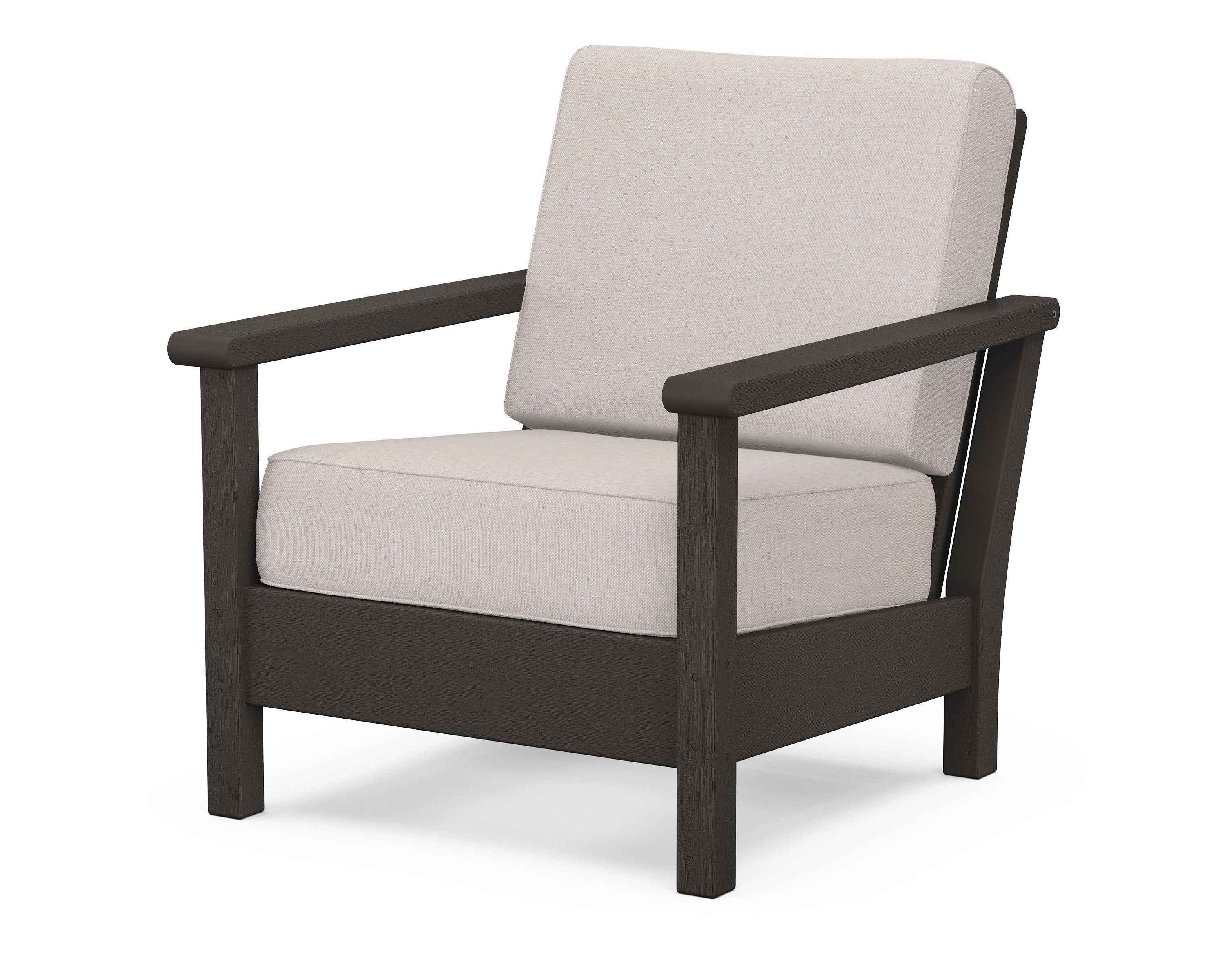 POLYWOOD® Harbour Deep Seating Chair in Vintage Coffee / Dune Burlap