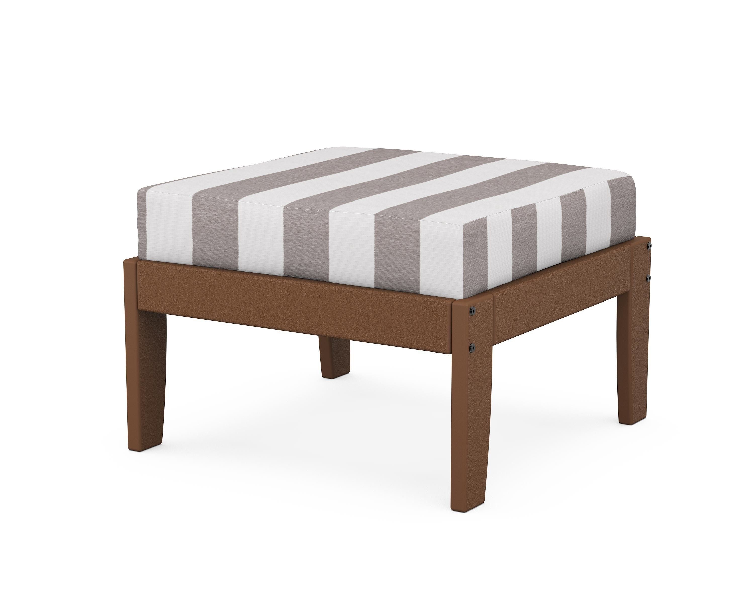 Unbranded Modular Ottoman - Classic in Teak / Cabana Stripe Grey Mist
