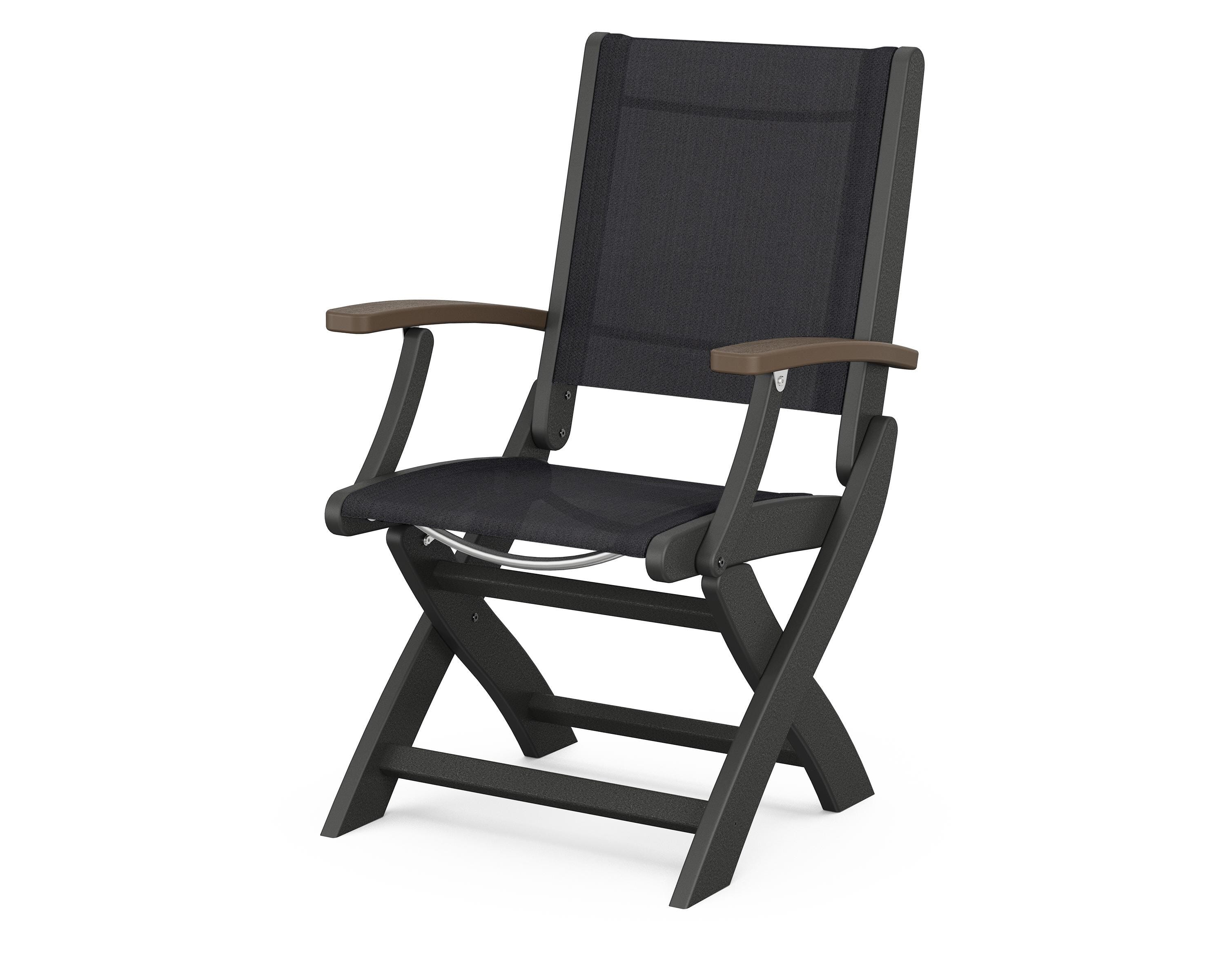 POLYWOOD® Coastal Folding Chair in Black / Kona / Black Sling