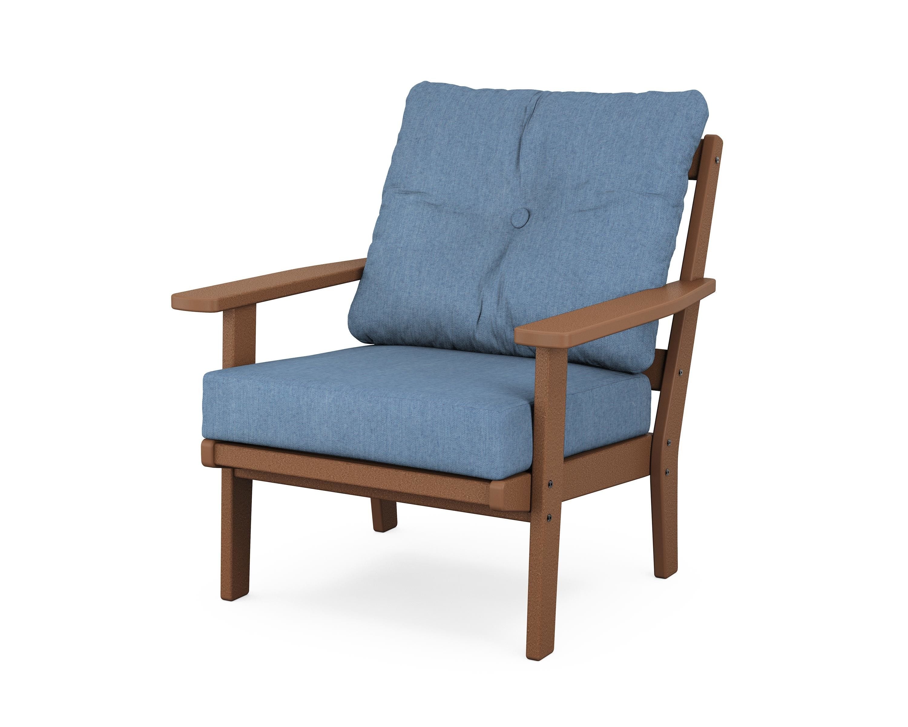 POLYWOOD® Oxford Deep Seating Chair in Teak / Sky Blue