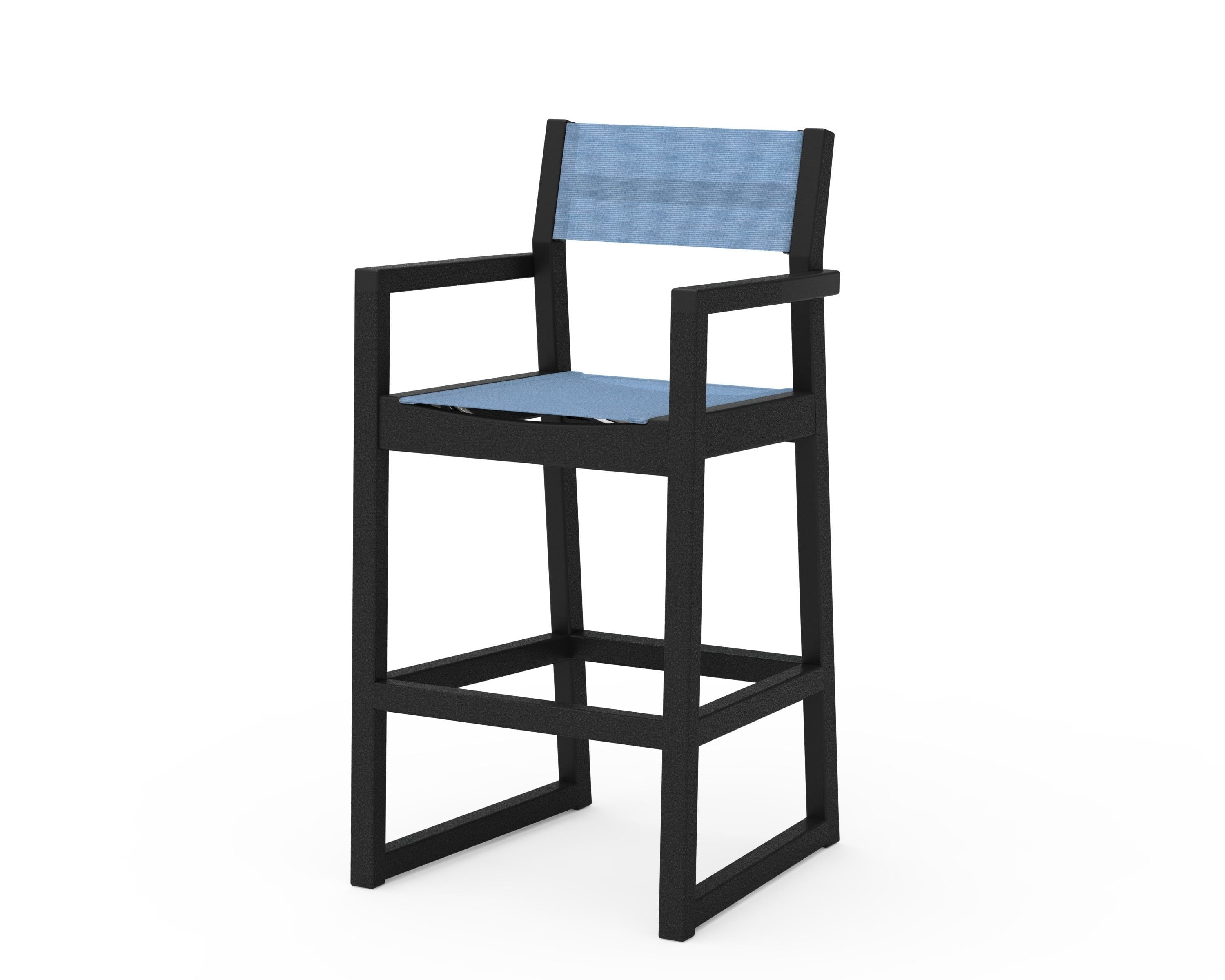POLYWOOD® EDGE Sling Bar Arm Chair in Black / Poolside Sling
