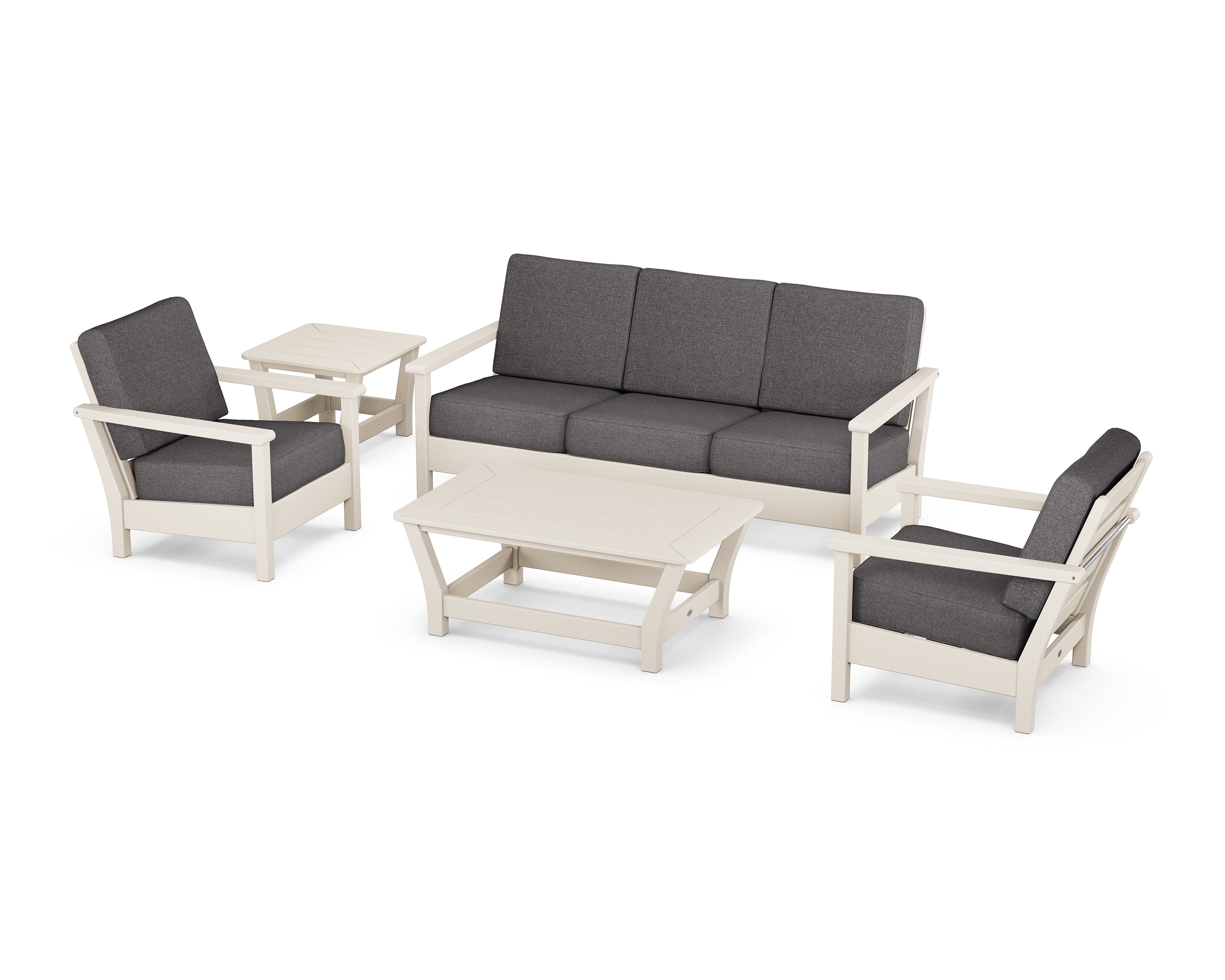POLYWOOD® Harbour 5-Piece Deep Seating Set in Sand / Ash Charcoal