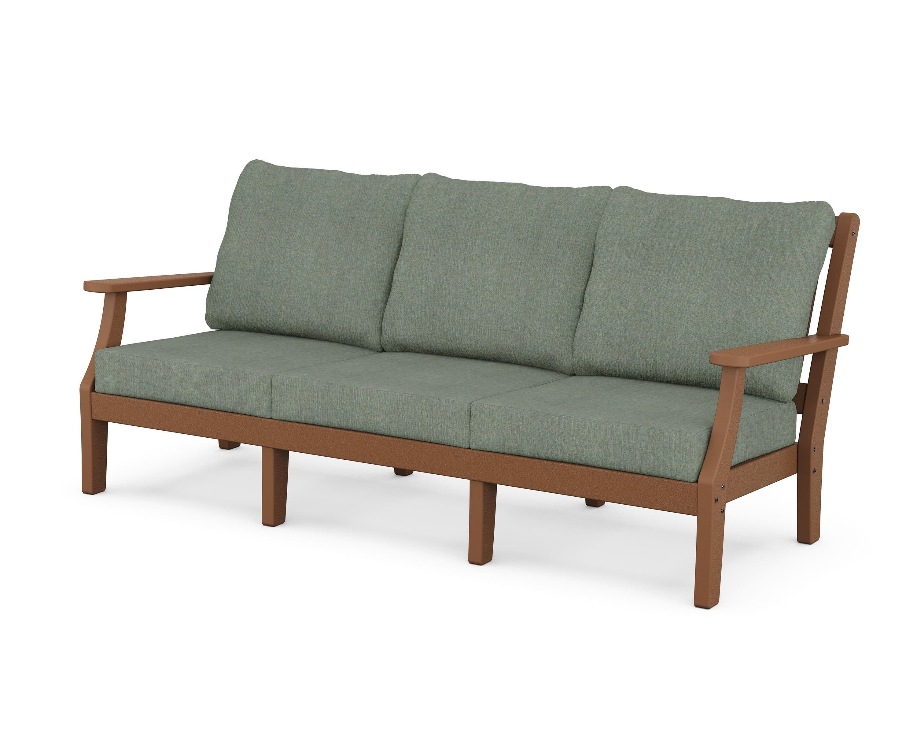 Martha Stewart by POLYWOOD® Chinoiserie Deep Seating Sofa in Teak / Cast Sage