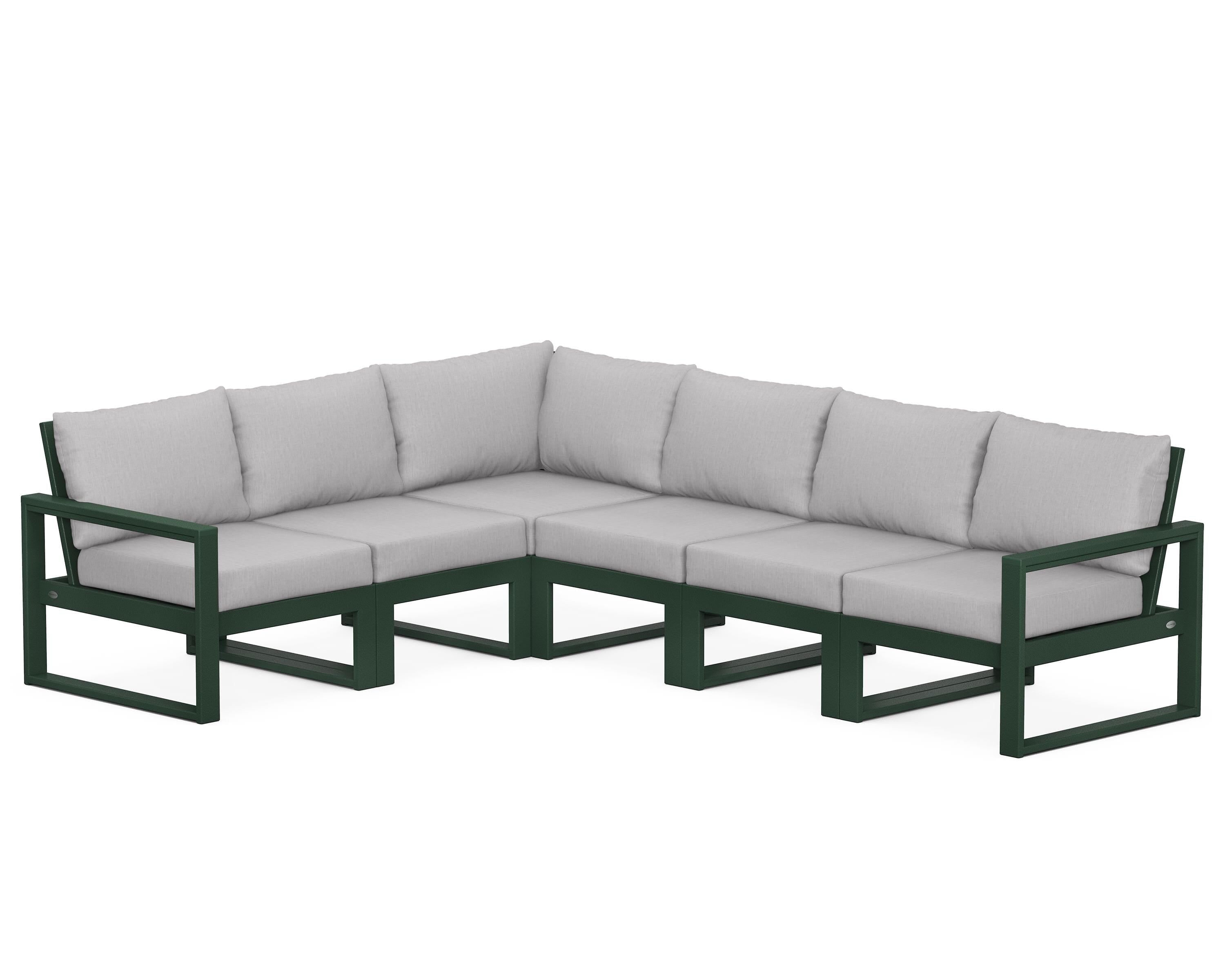 POLYWOOD® EDGE 6-Piece Modular Deep Seating Set in Green / Granite