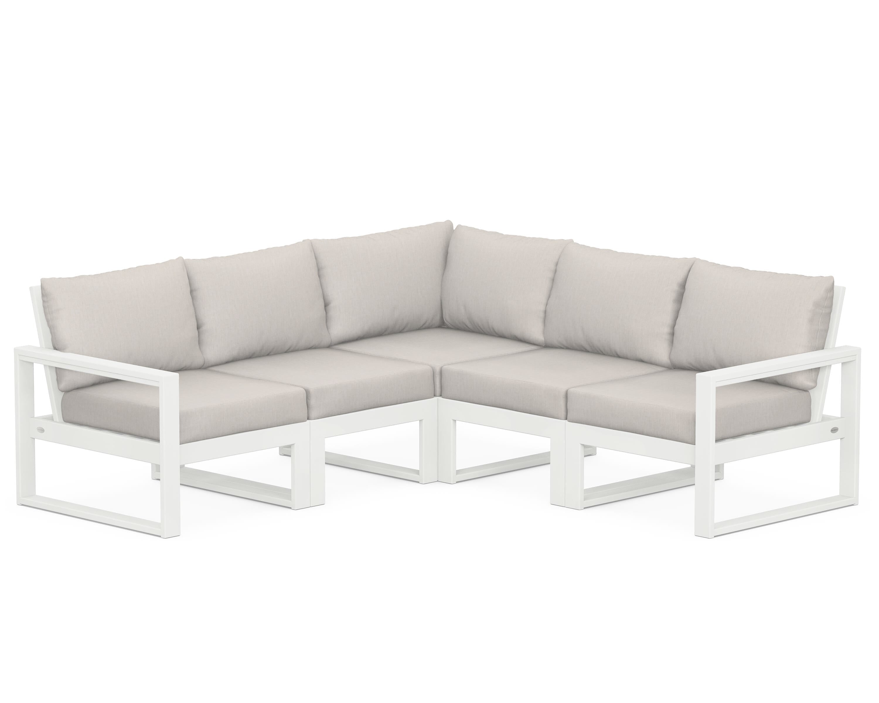 POLYWOOD® EDGE 5-Piece Modular Deep Seating Set in Vintage White / Cast Ash