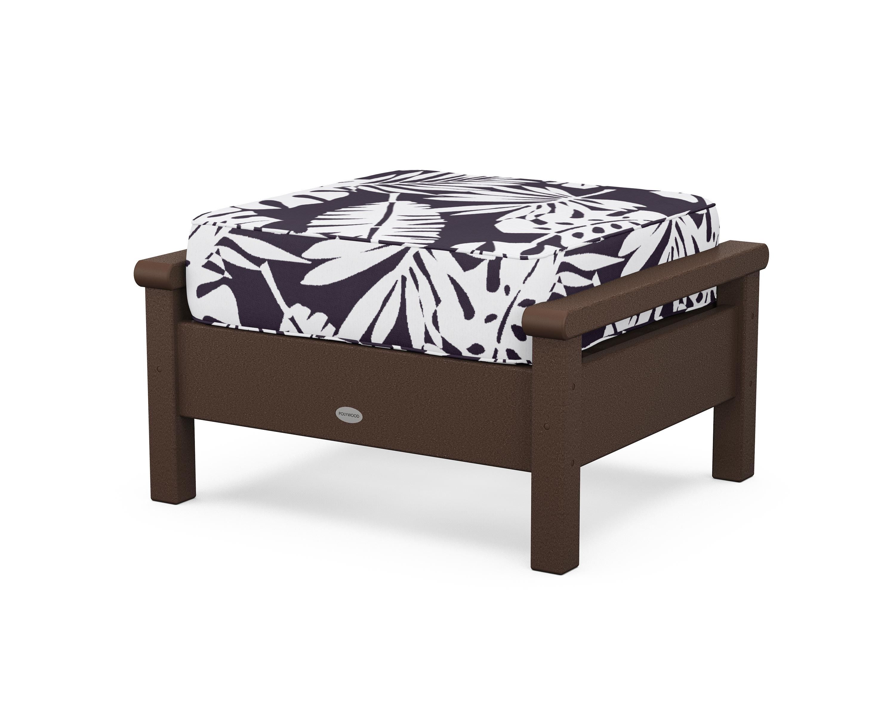 POLYWOOD® Harbour Deep Seating Ottoman in Mahogany / Leaf Navy