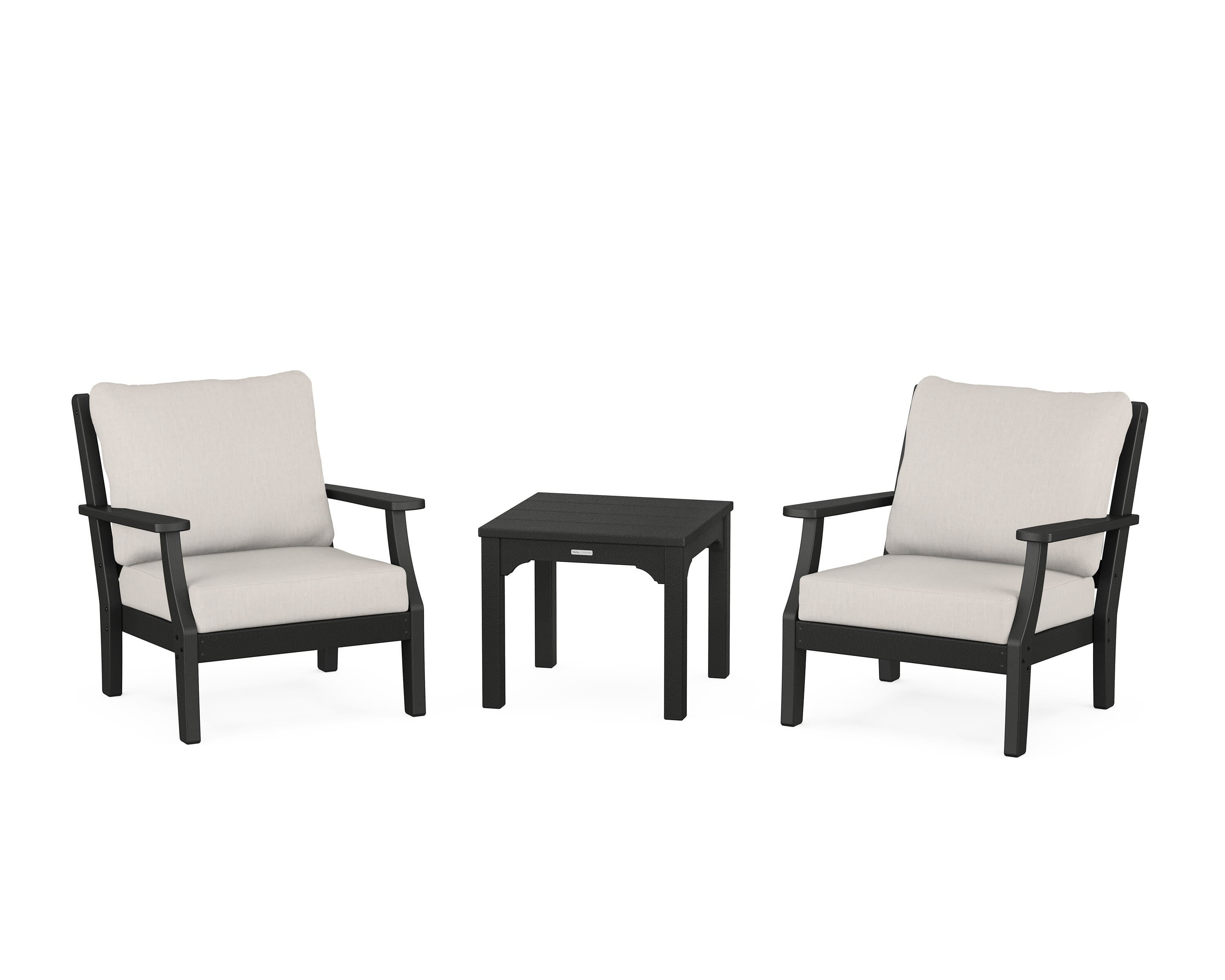 Martha Stewart by POLYWOOD® Chinoiserie 3-Piece Deep Seating Set in Black / Cast Ash