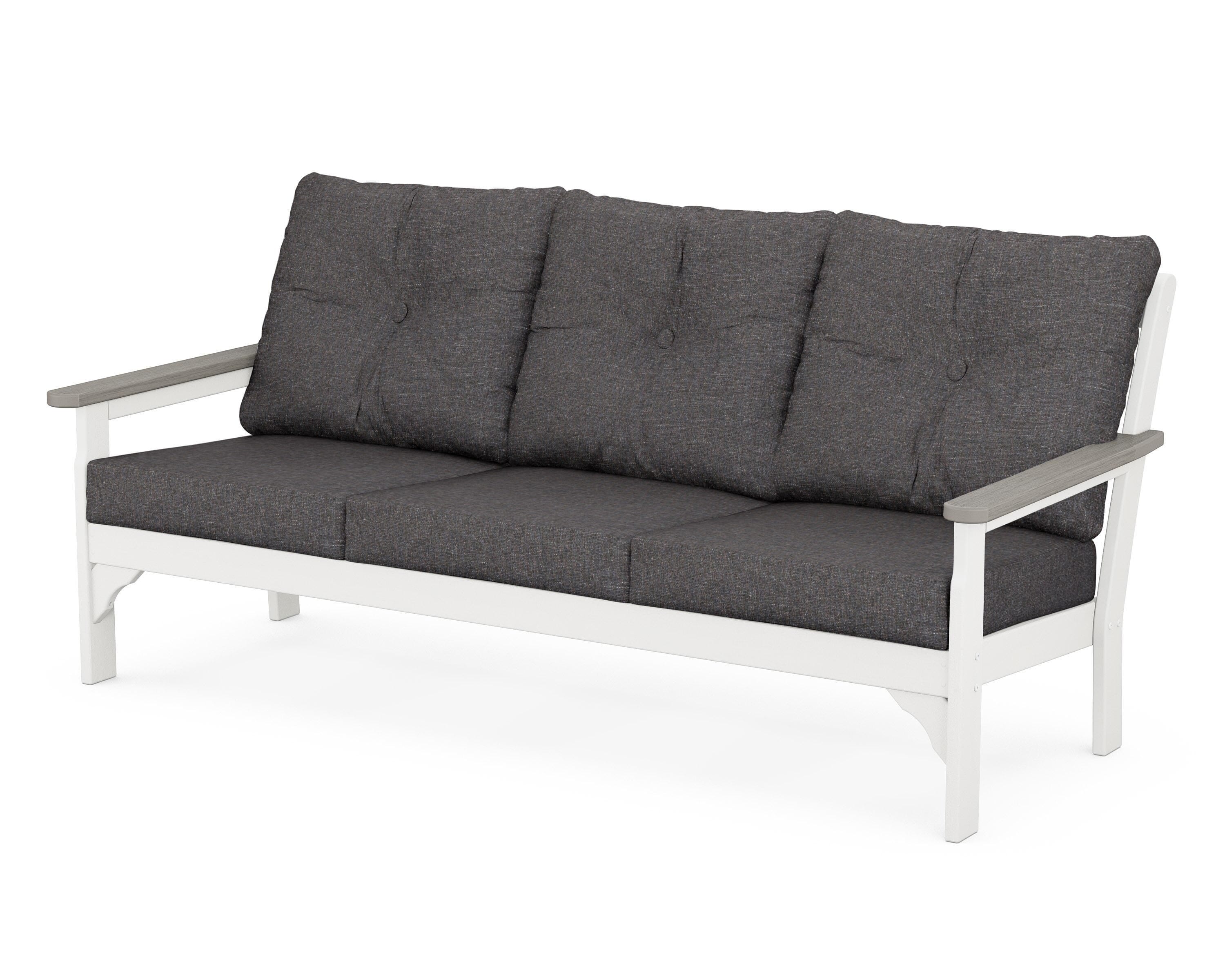 POLYWOOD® Vineyard Deep Seating Sofa in White / Driftwood / Ash Charcoal