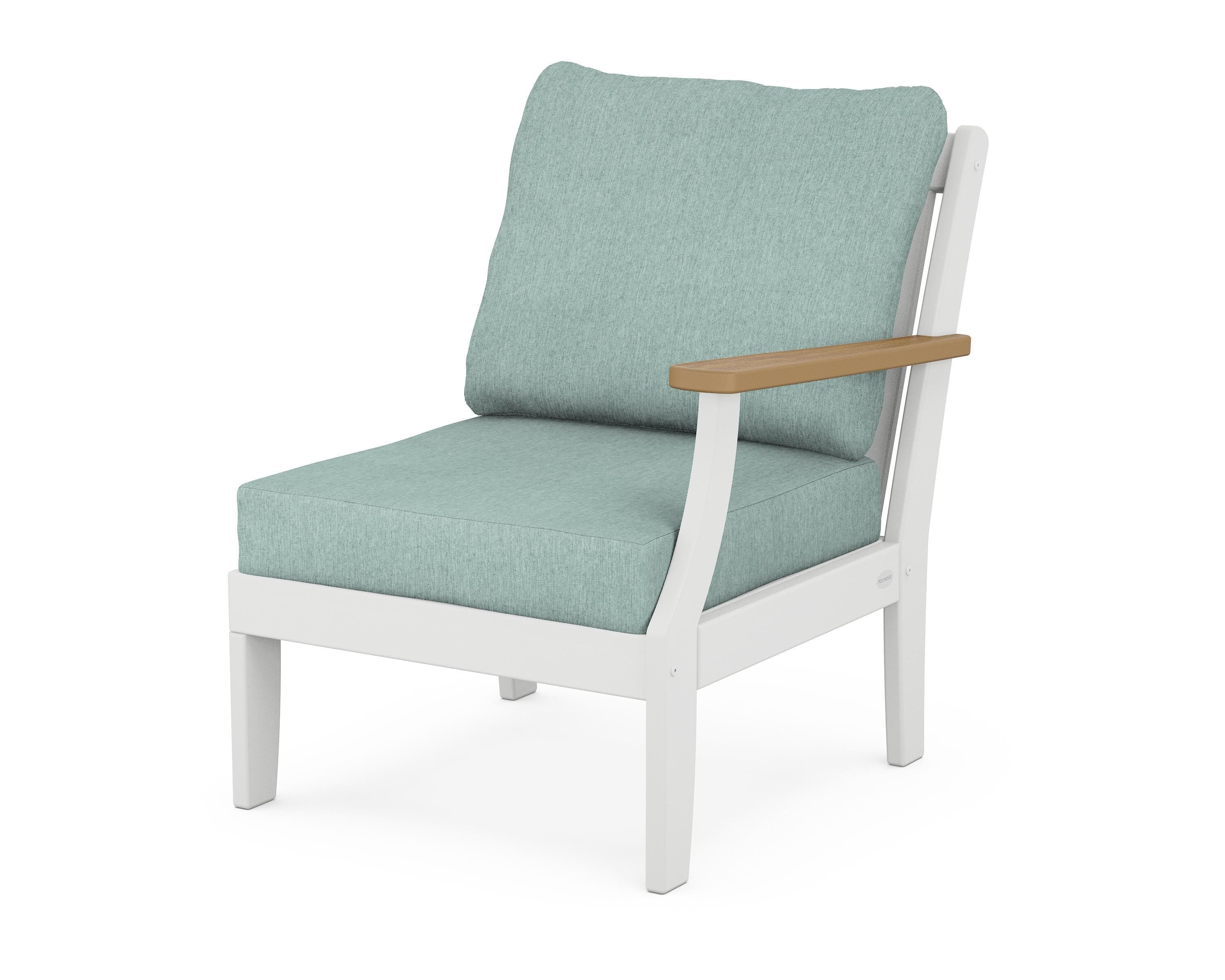 POLYWOOD® Braxton Modular Right Arm Chair in White / Natural / Glacier Spa