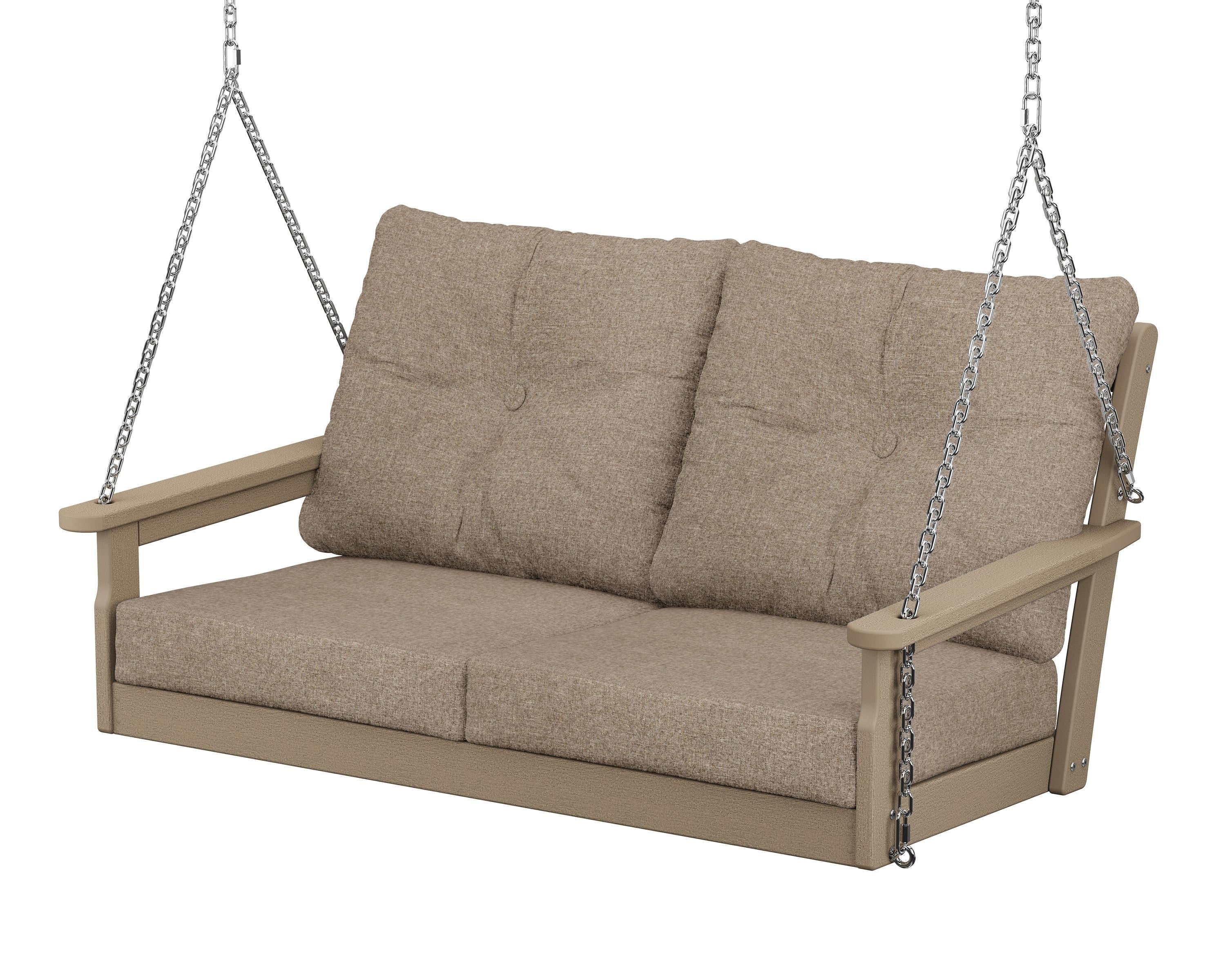 POLYWOOD® Vineyard Deep Seating Swing in Vintage Sahara / Spiced Burlap