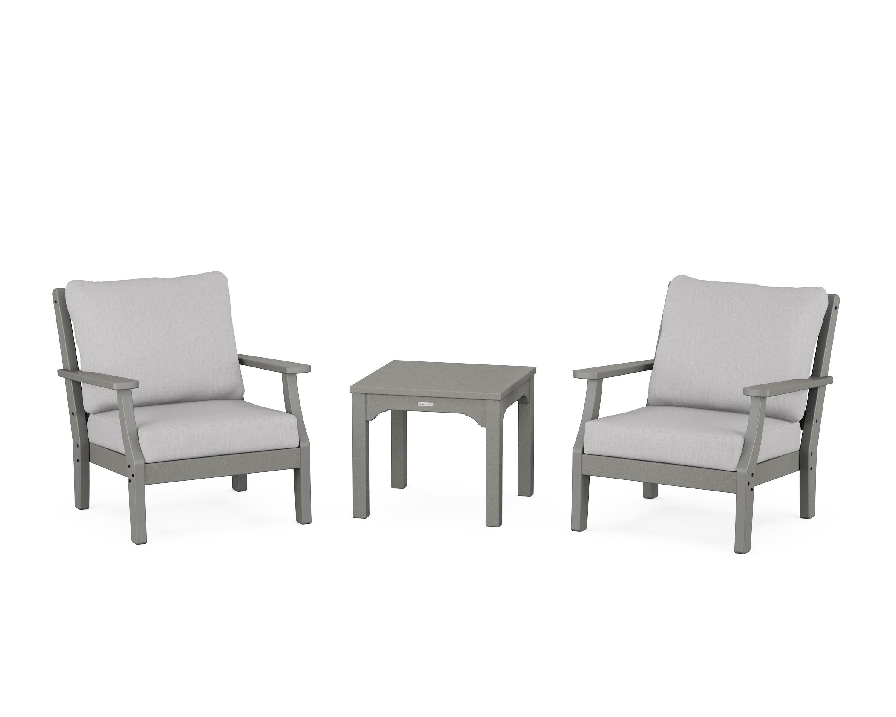 Martha Stewart by POLYWOOD® Chinoiserie 3-Piece Deep Seating Set in Slate Grey / Granite
