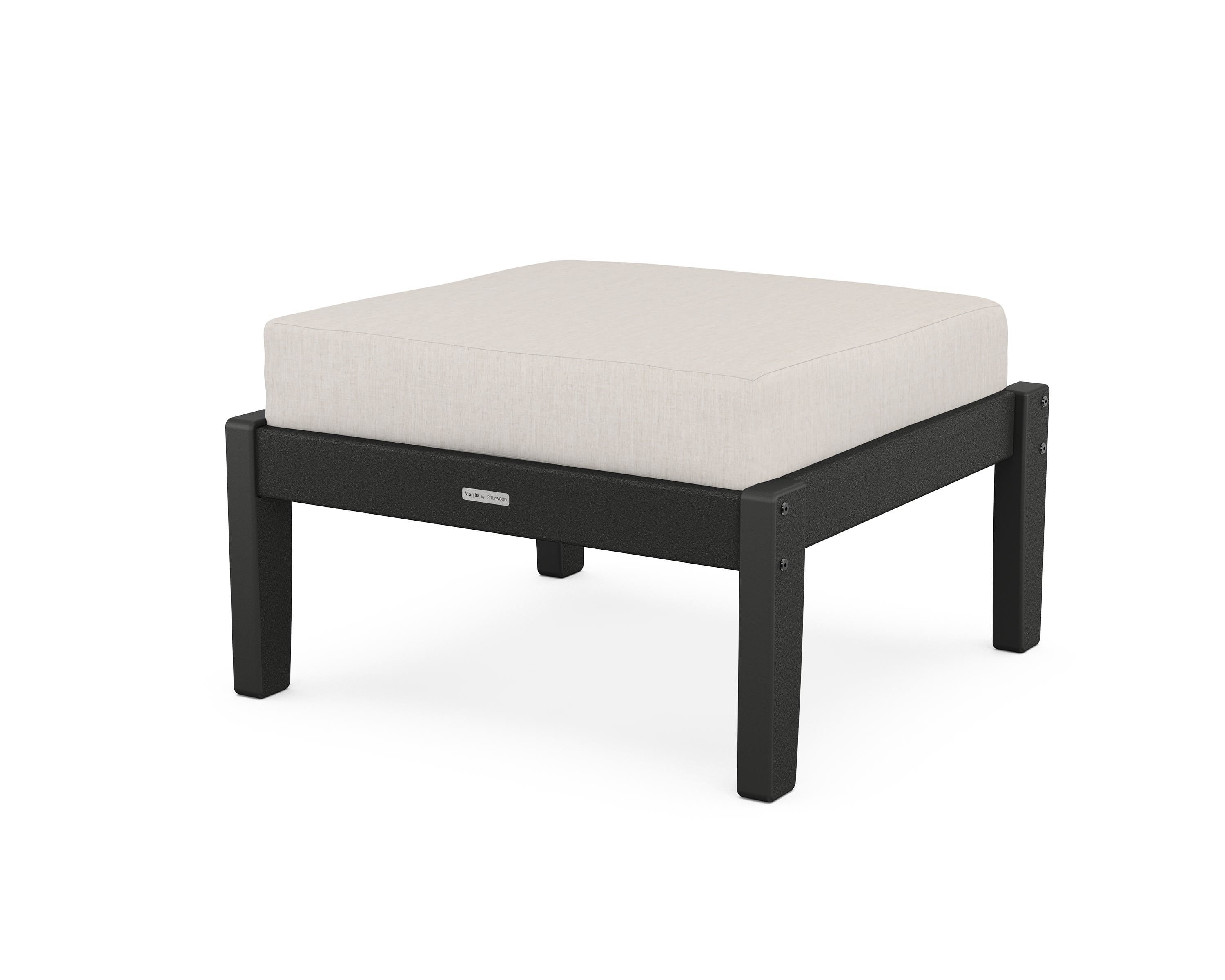 Martha Stewart by POLYWOOD® Chinoiserie Deep Seating Ottoman in Black / Cast Ash