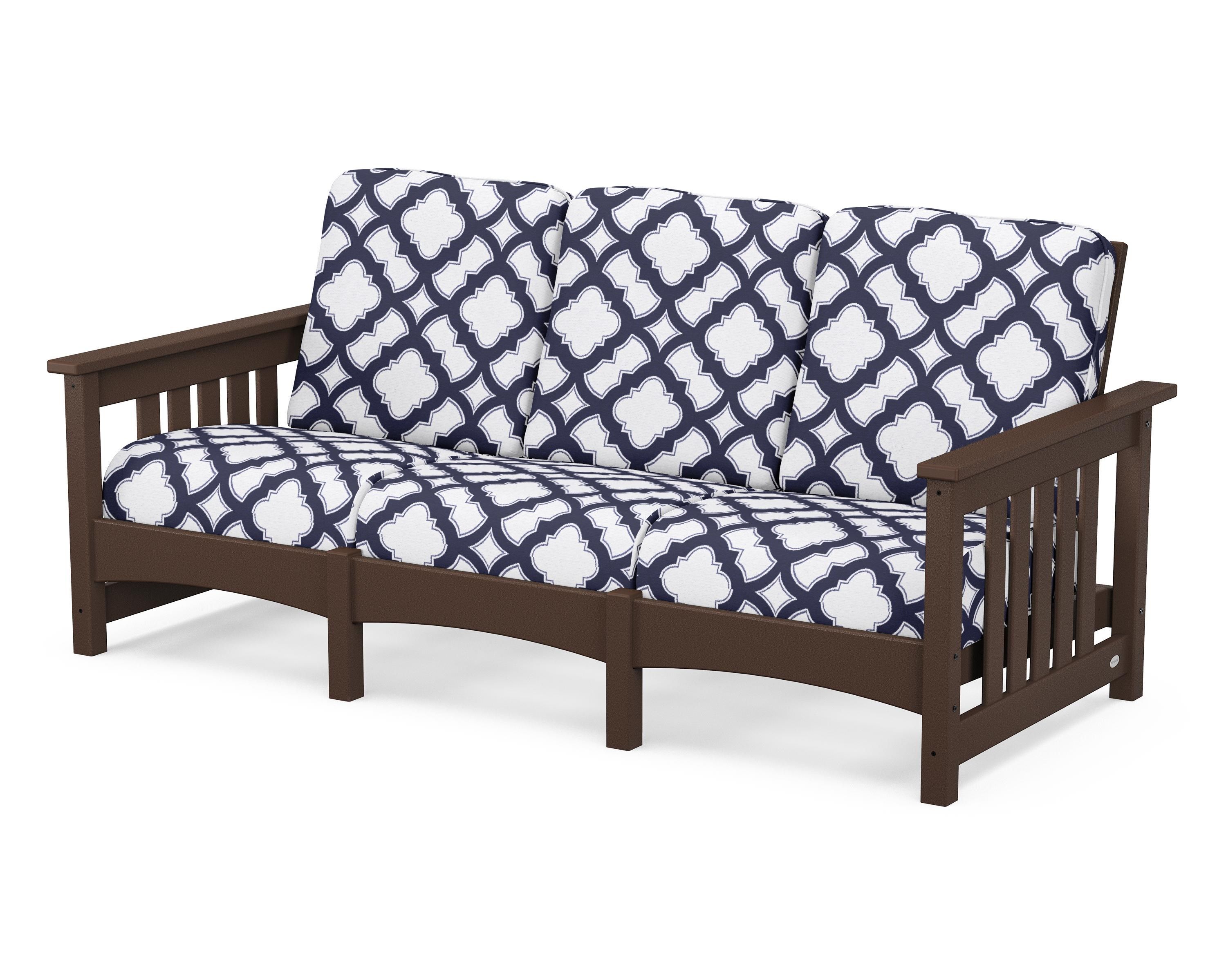POLYWOOD® Club Mission Sofa in Mahogany / Trellis Navy