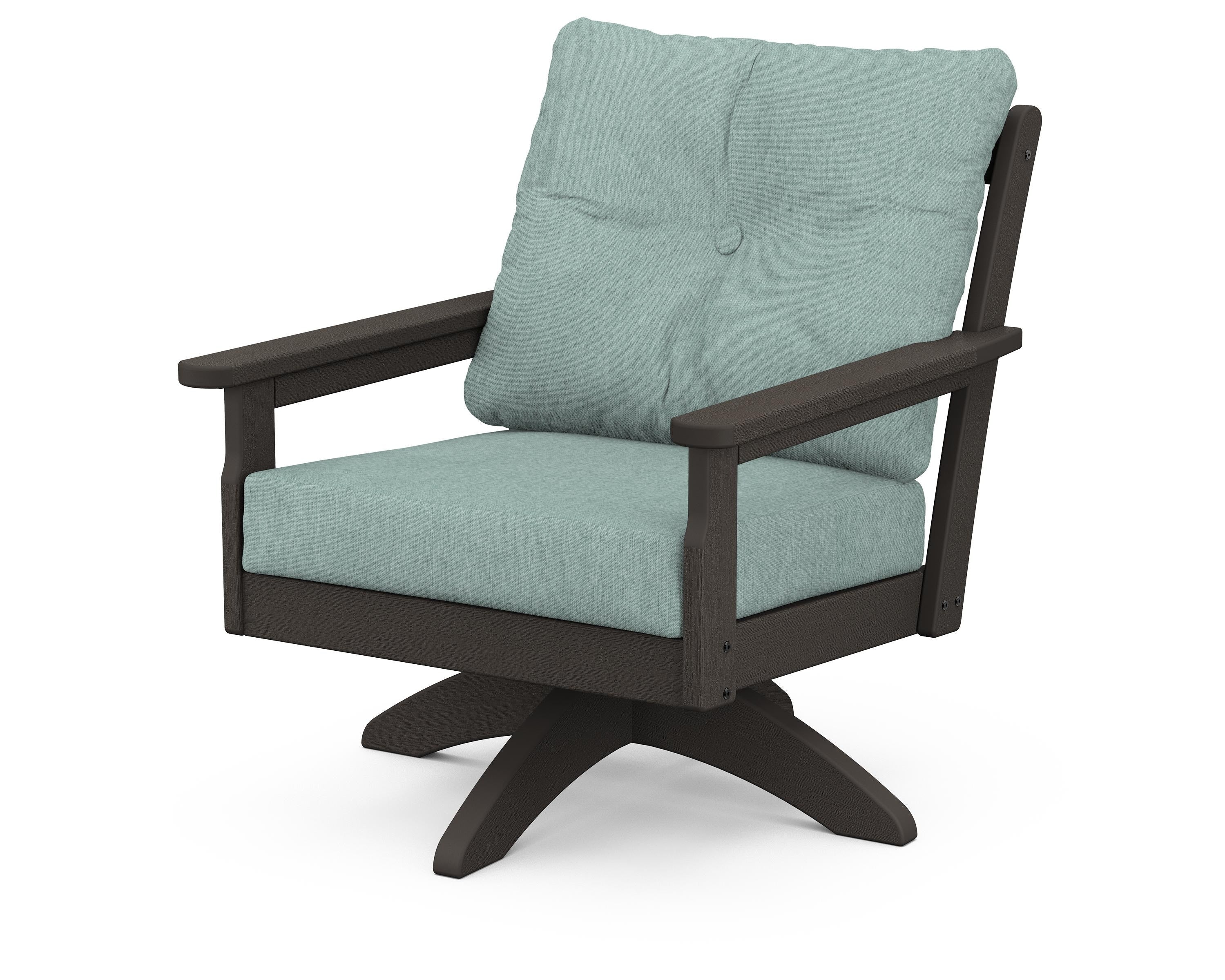 POLYWOOD® Vineyard Deep Seating Swivel Chair in Vintage Coffee / Glacier Spa