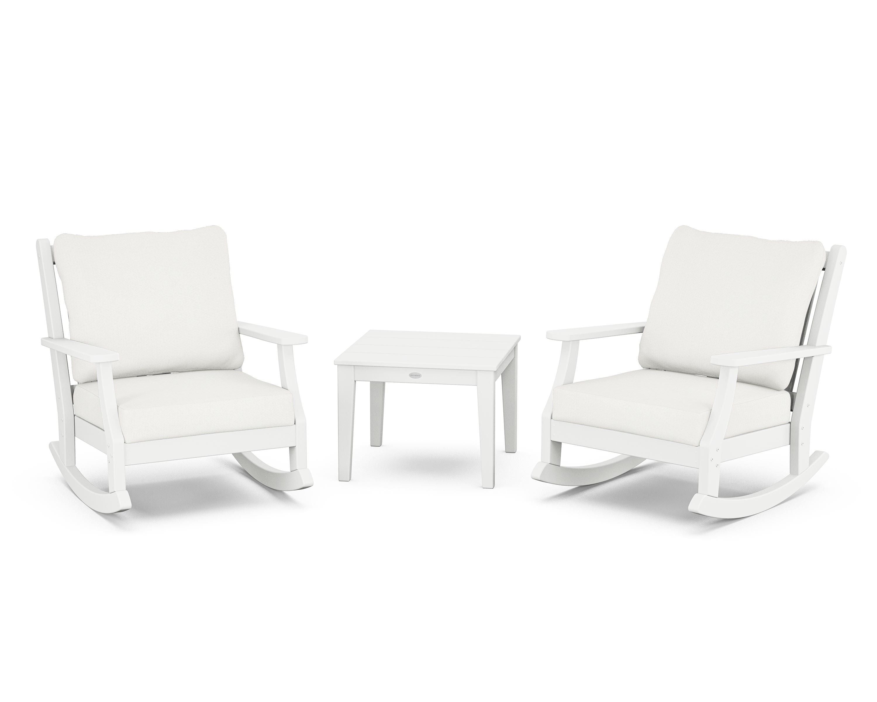 Country Living Wovendale 3-Piece Deep Seating Rocker Set in White / Natural Linen