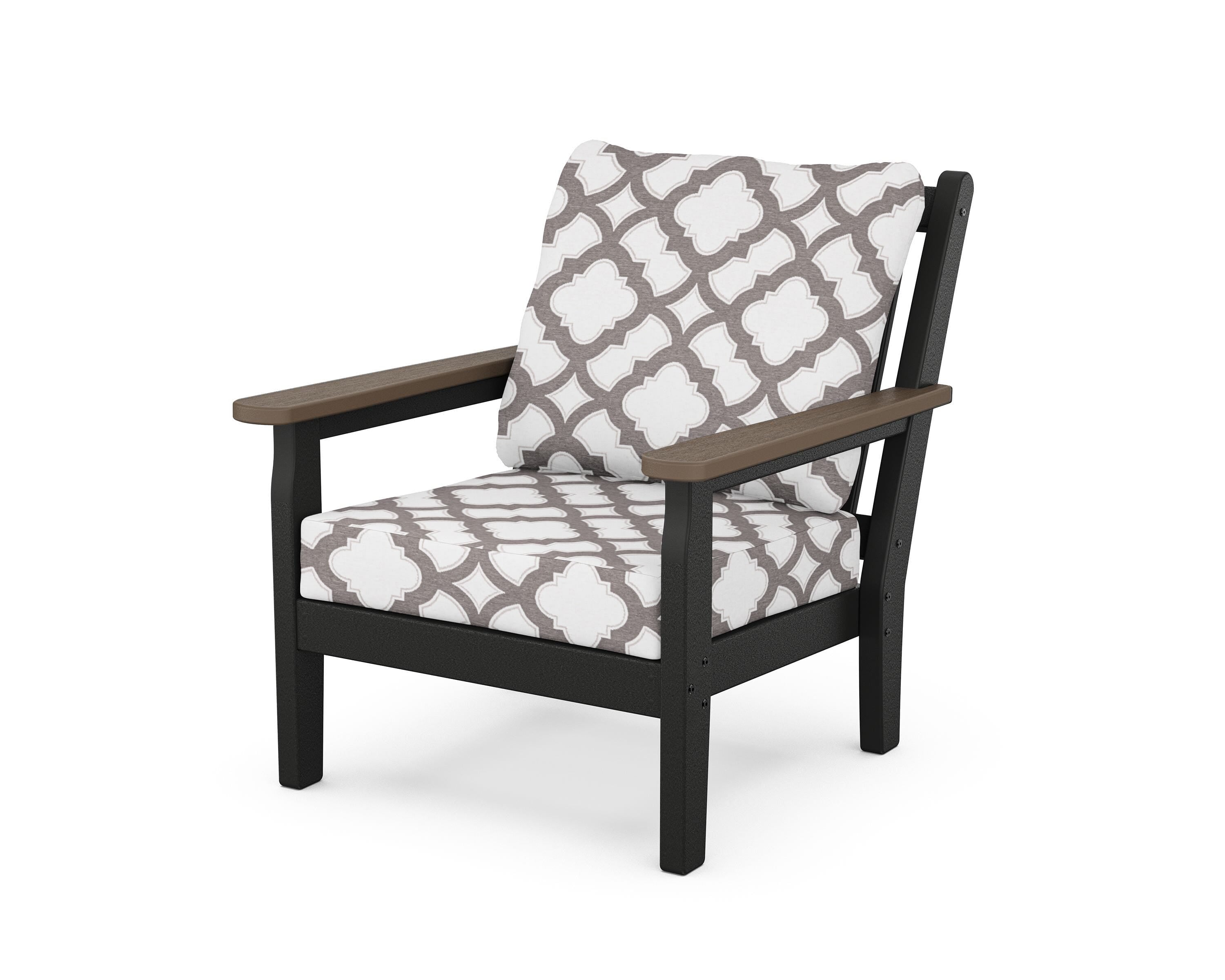 POLYWOOD® Chippendale Deep Seating Chair in Black / Kona / Trellis Grey Mist