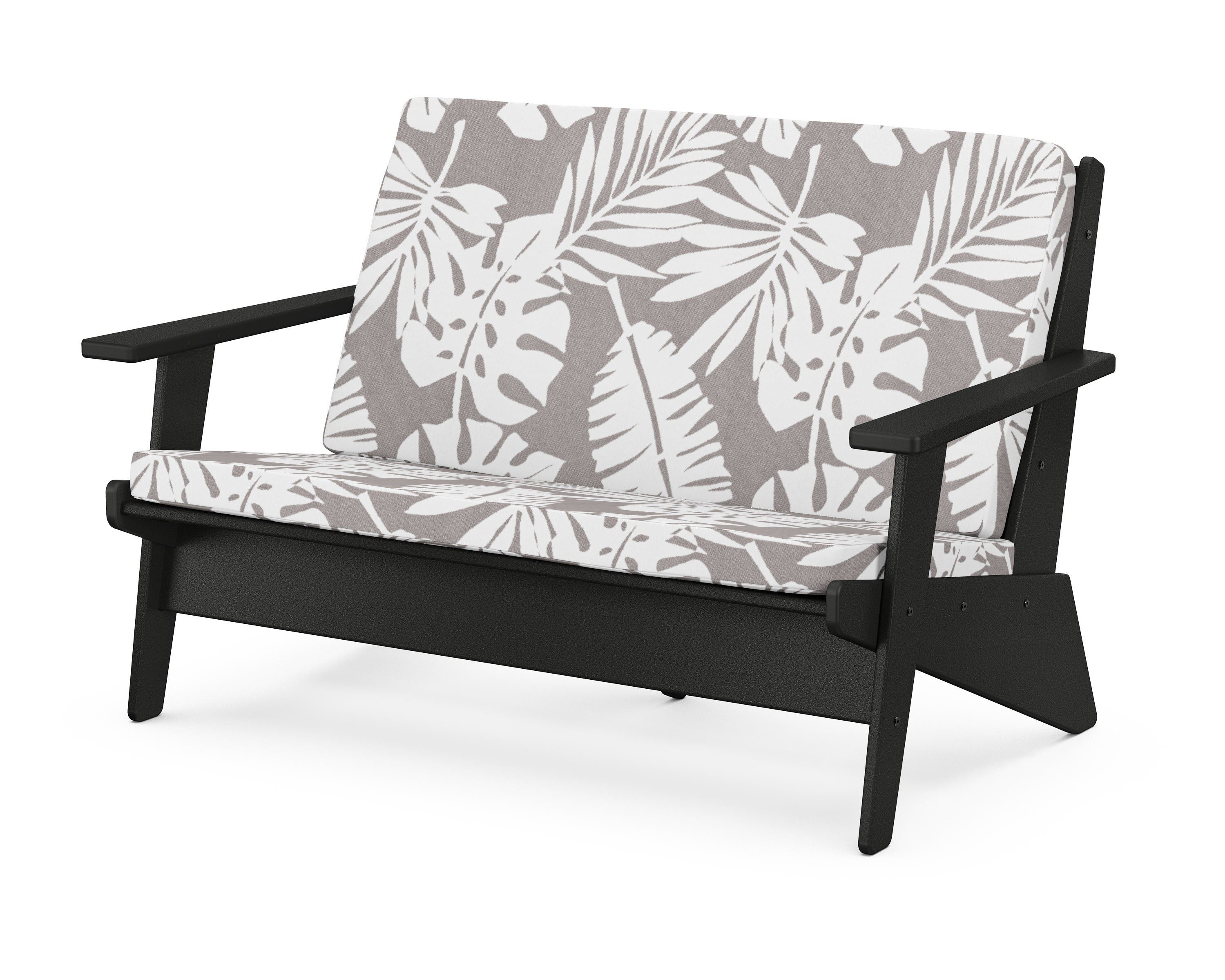 POLYWOOD® Riviera Modern Lounge Loveseat in Black / Leaf Grey Mist