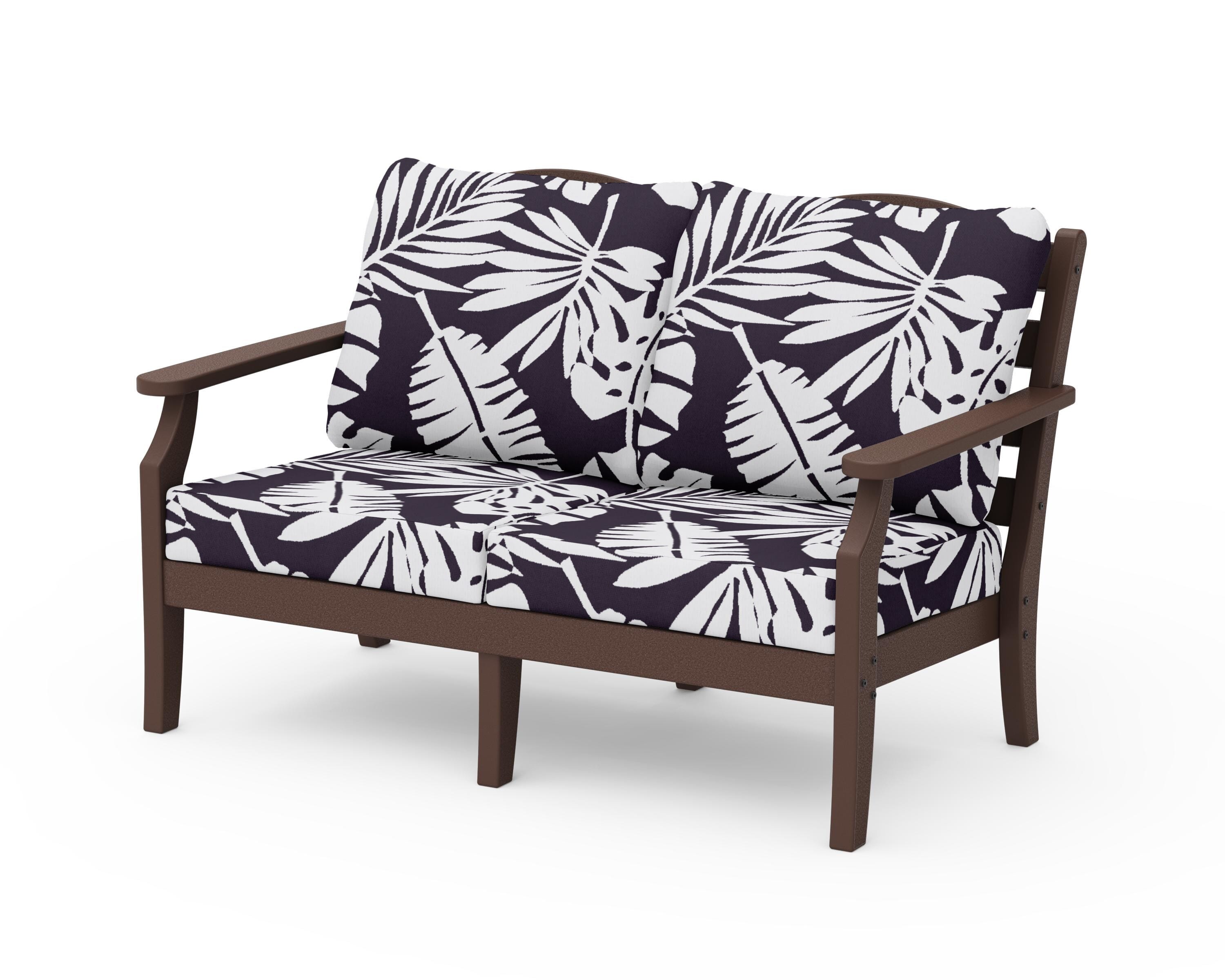 Draper James™ by POLYWOOD® Savannah Deep Seating Loveseat in Mahogany / Leaf Navy