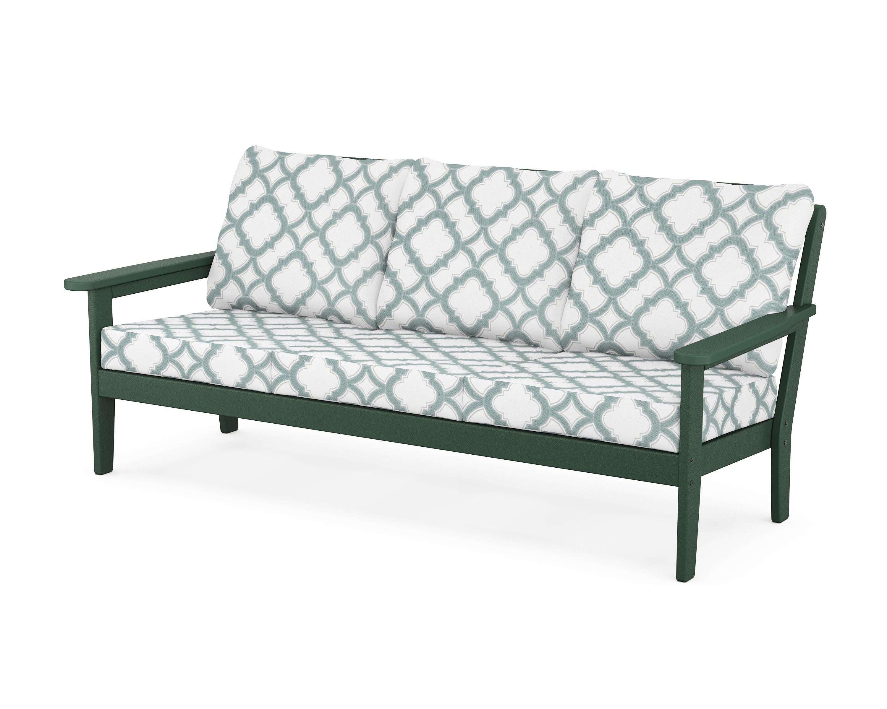 Country Living Cottage Deep Seating Sofa in Green / Trellis Glacier Spa