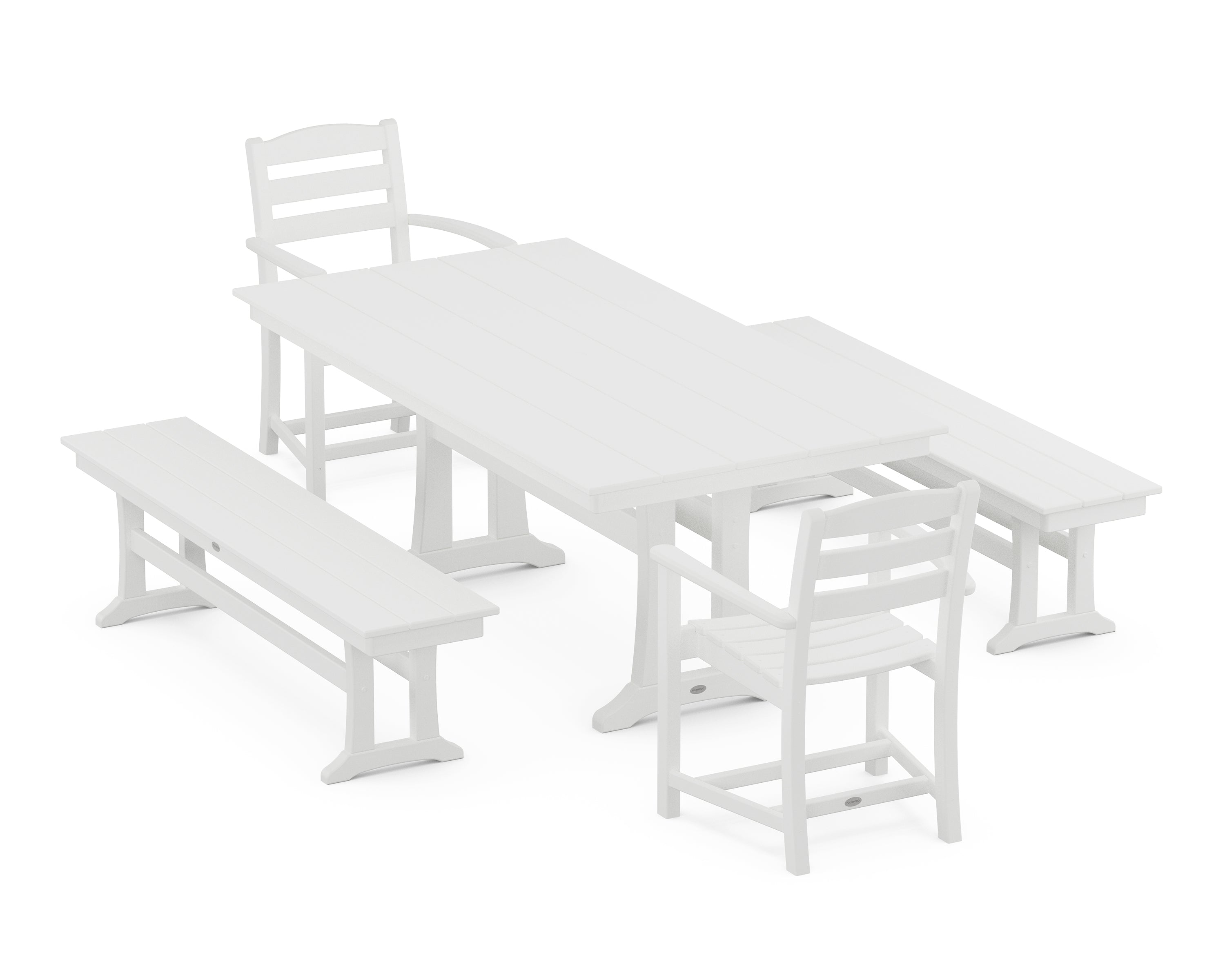 POLYWOOD® La Casa Cafe 5-Piece Farmhouse Dining Set With Trestle Legs in White