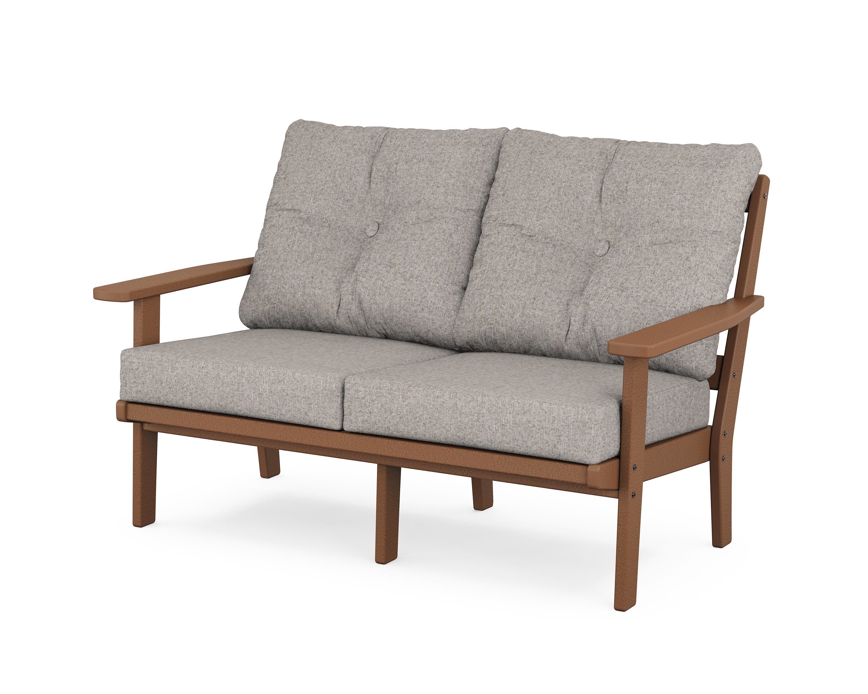 POLYWOOD® Oxford Deep Seating Loveseat in Teak / Weathered Tweed