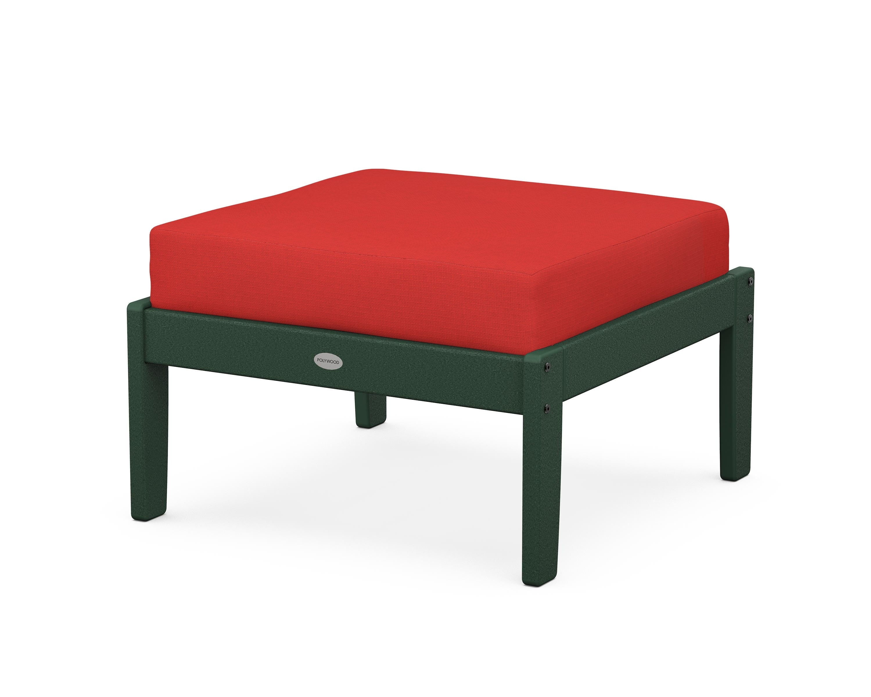 POLYWOOD® Braxton Deep Seating Ottoman in Green / Crimson Linen