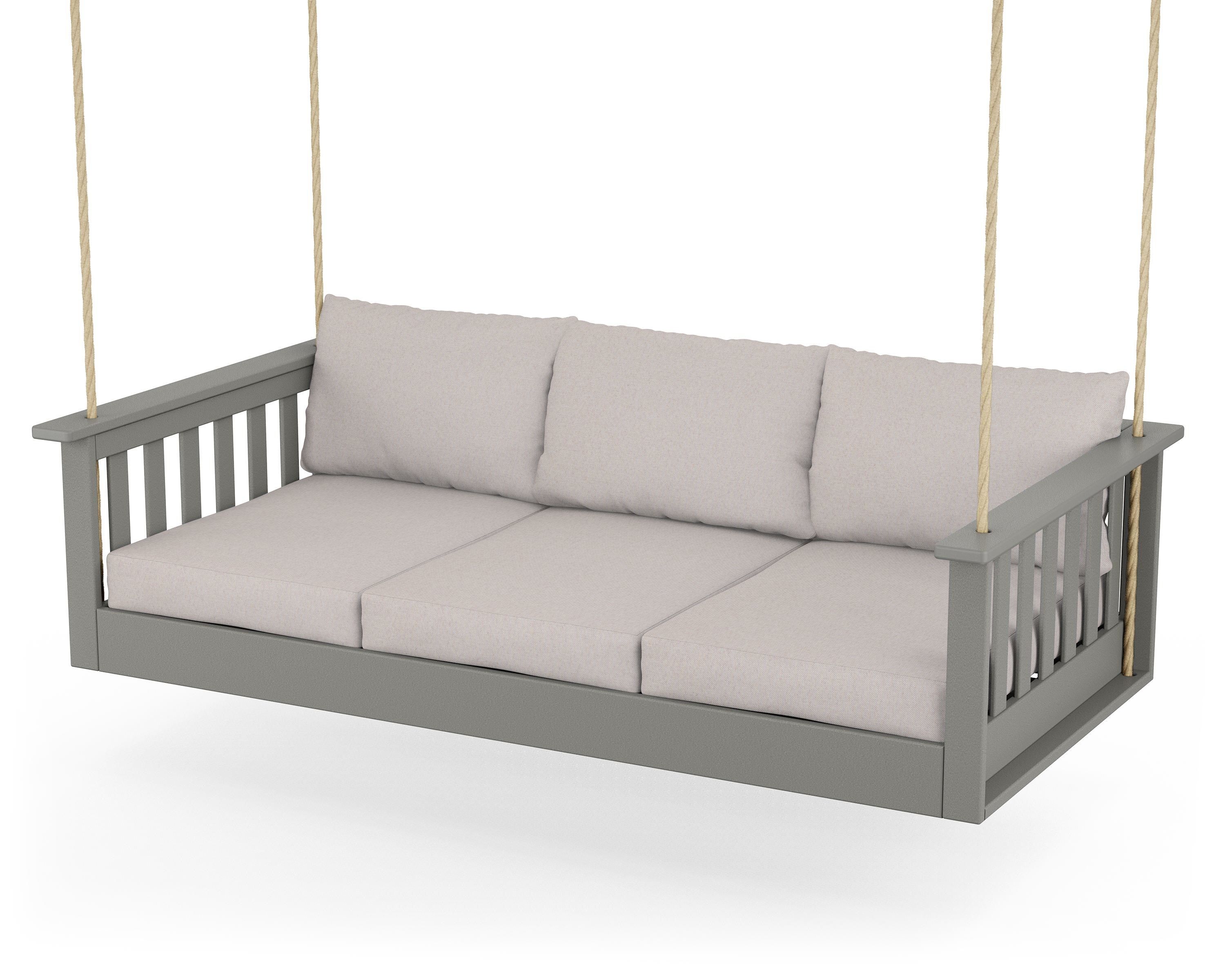 POLYWOOD® Vineyard Daybed Swing in Slate Grey / Dune Burlap
