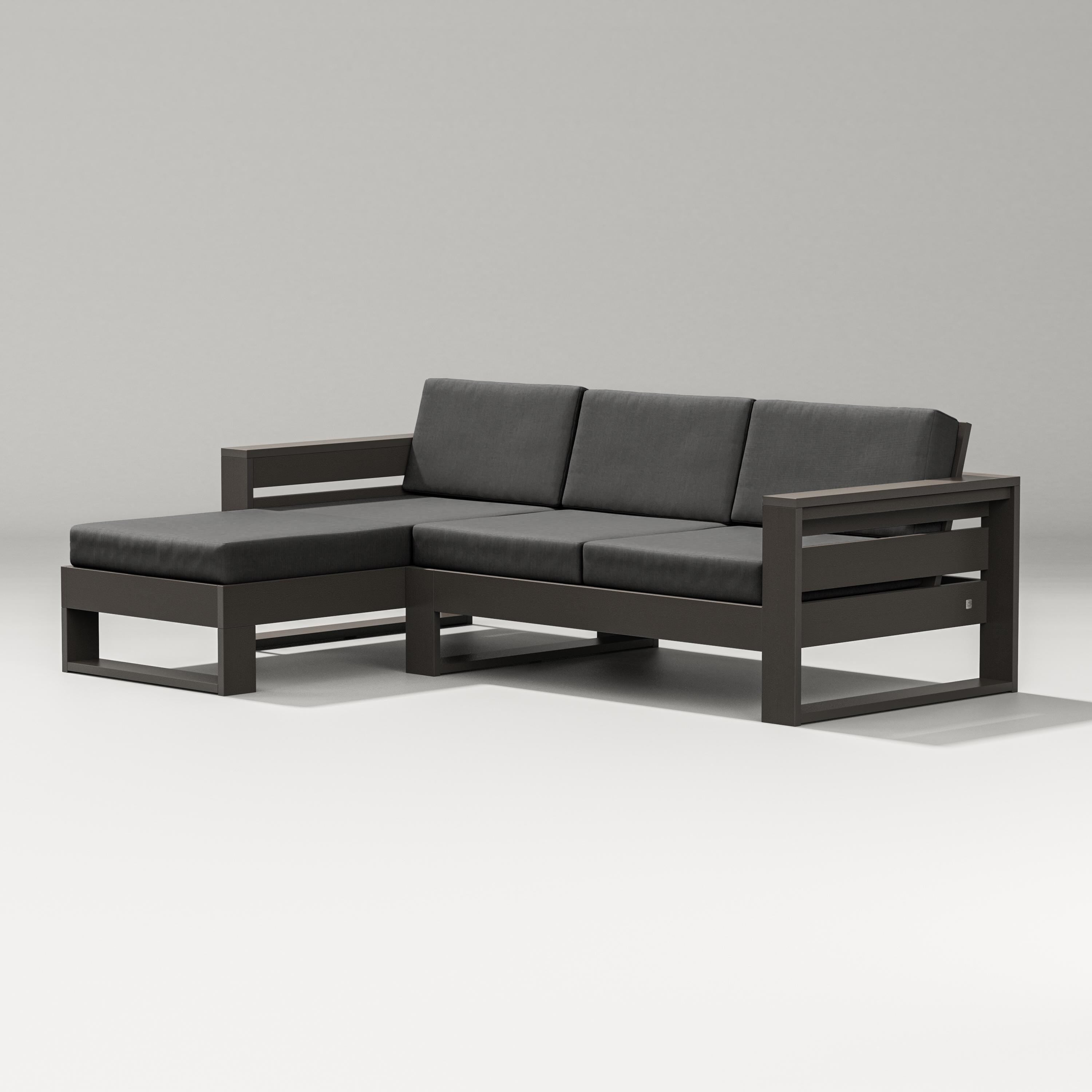 PW Designer Series Latitude Left Chaise Sectional in Vintage Coffee / Spectrum Carbon