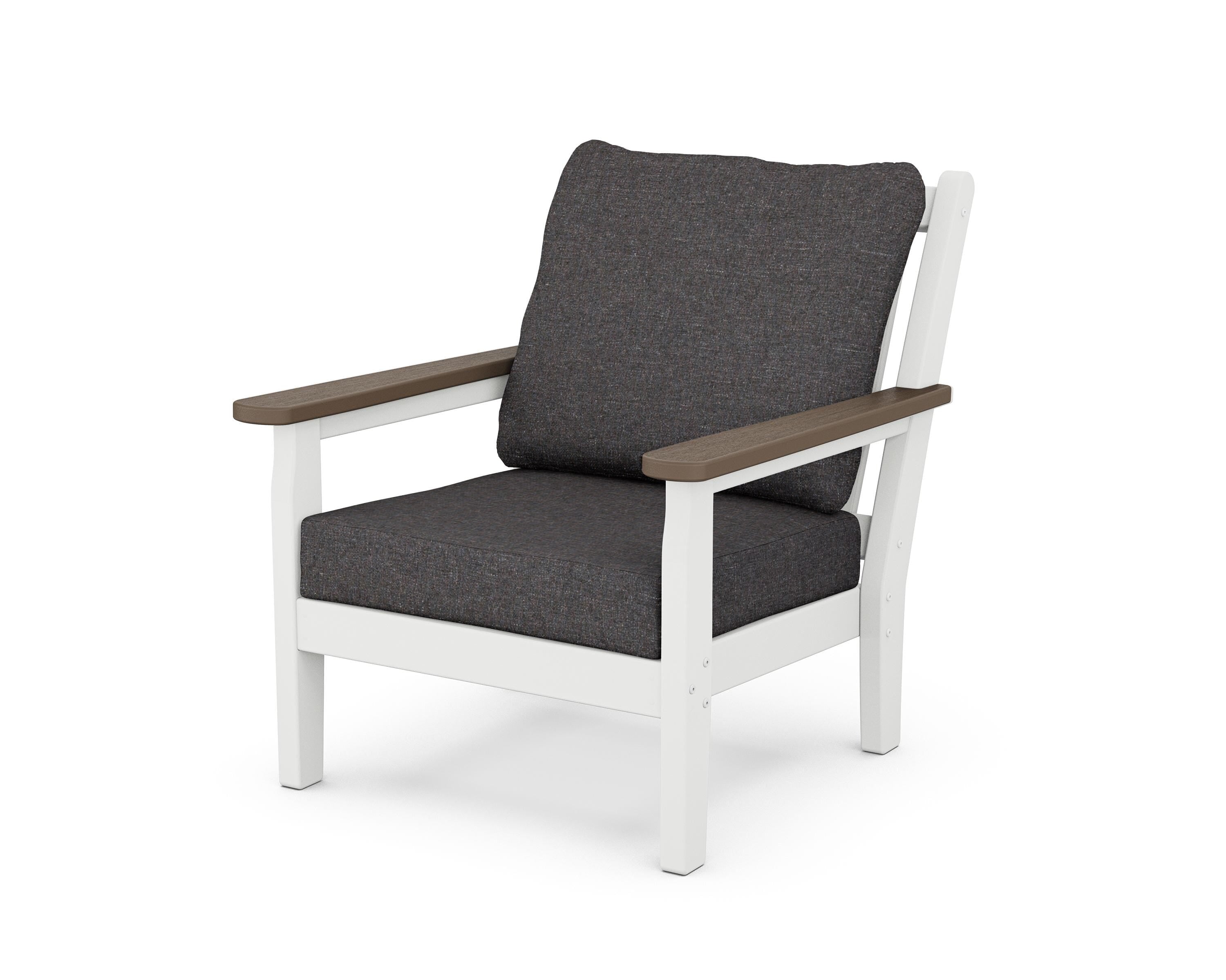 POLYWOOD® Chippendale Deep Seating Chair in White / Kona / Ash Charcoal