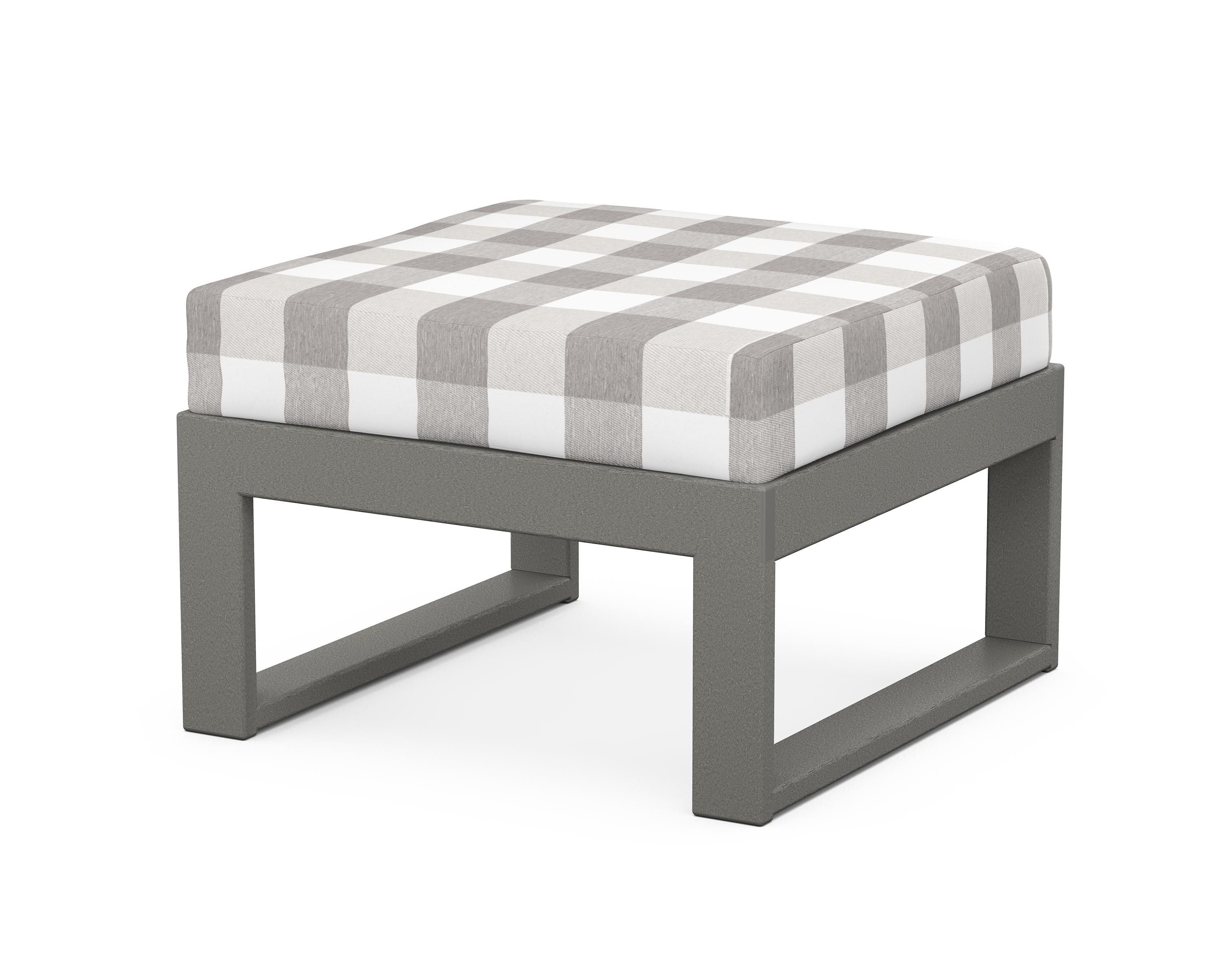Unbranded Modular Ottoman - Modern in Slate Grey / Buffalo Plaid Grey Mist