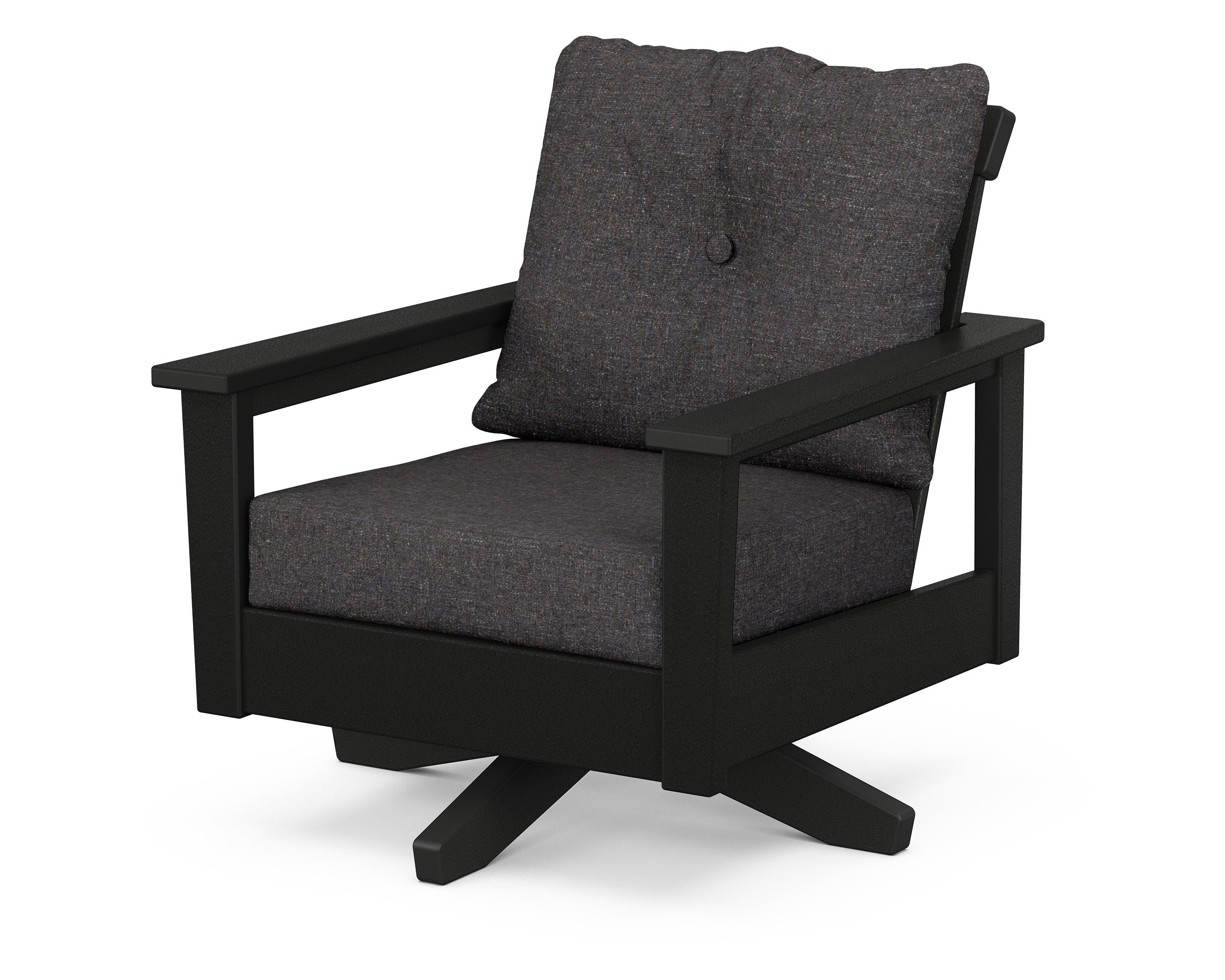 POLYWOOD® Prescott Deep Seating Swivel Chair in Black / Ash Charcoal