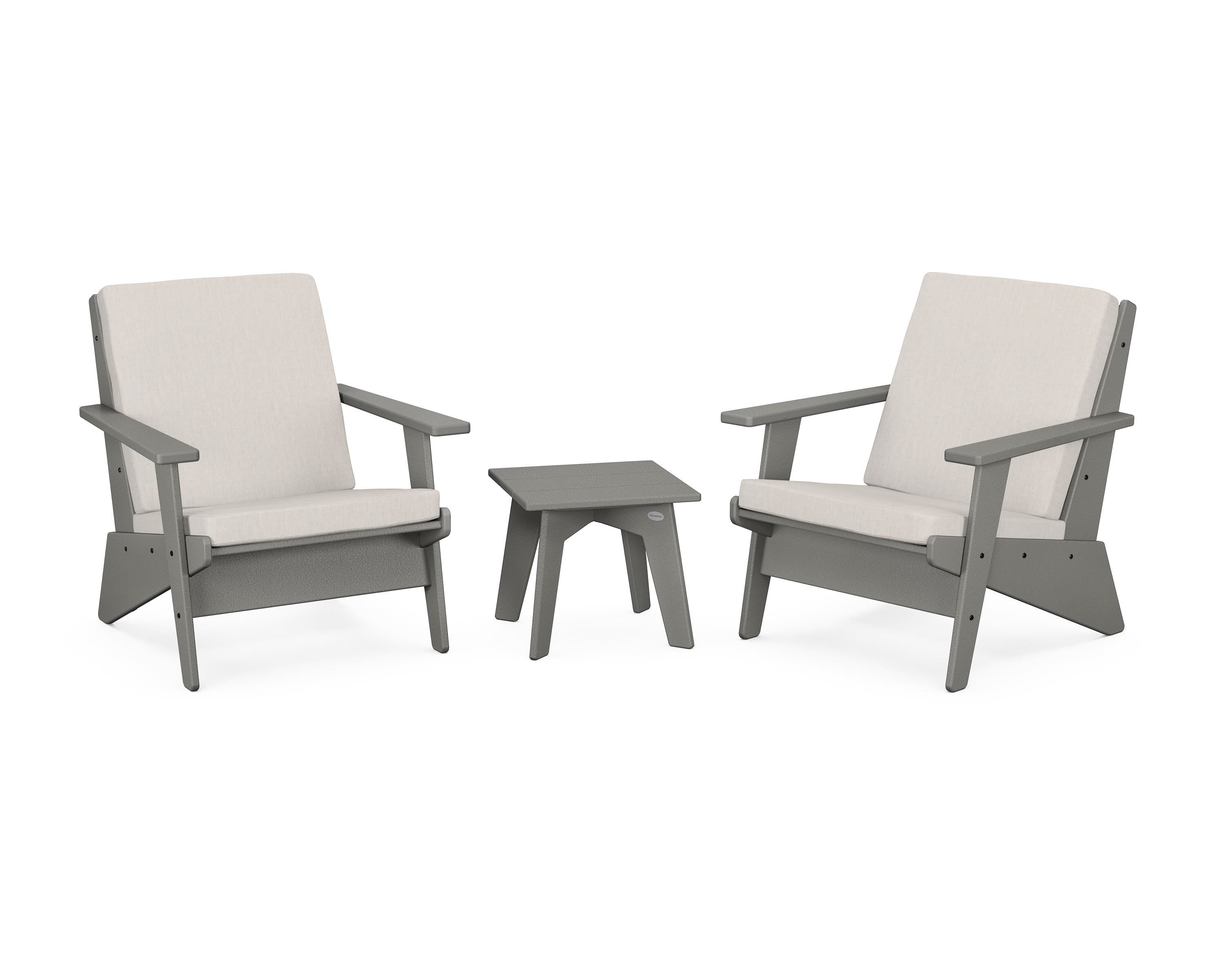POLYWOOD® Riviera Modern Lounge 3-Piece Set in Slate Grey / Cast Ash