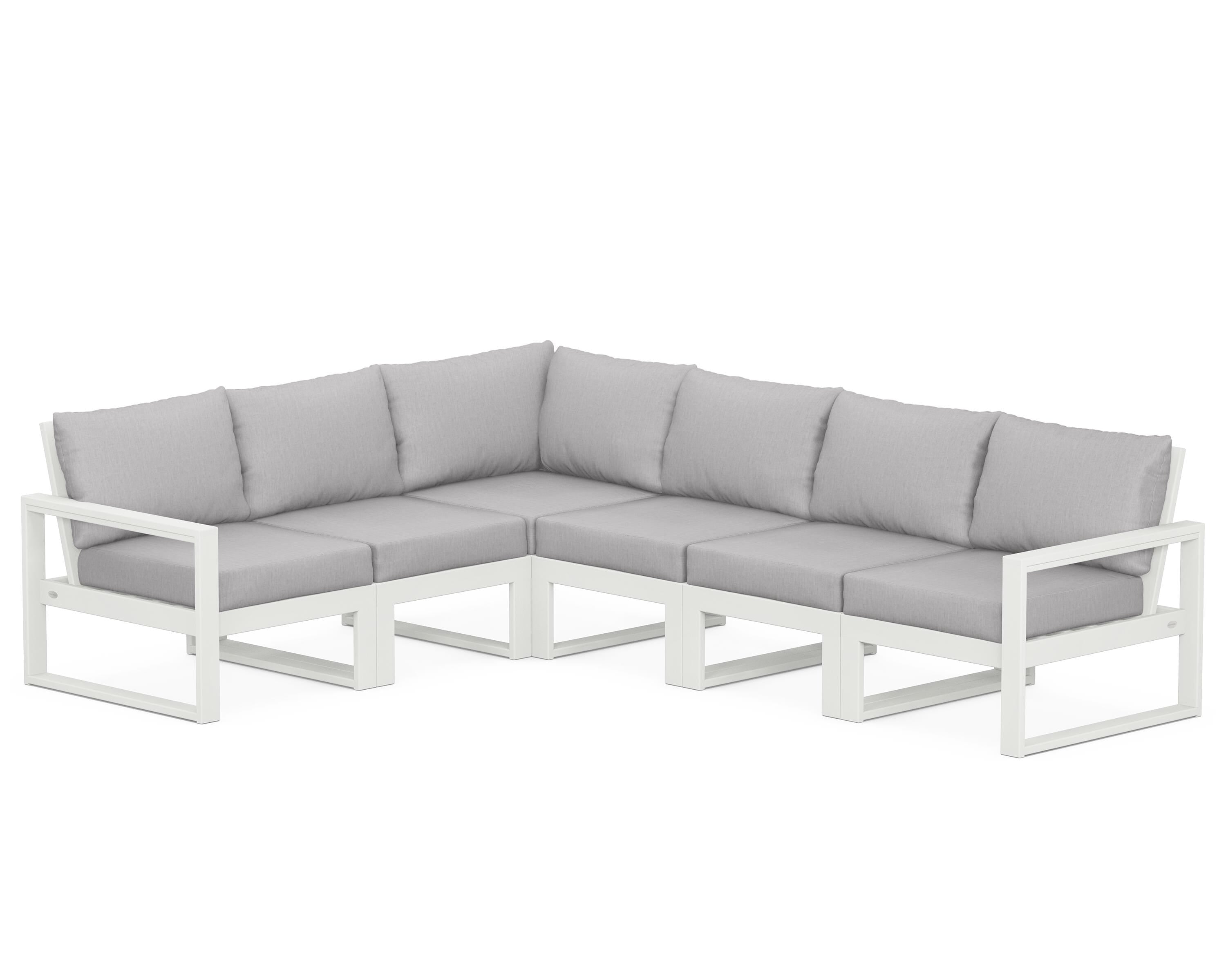 POLYWOOD® EDGE 6-Piece Modular Deep Seating Set in Vintage White / Granite