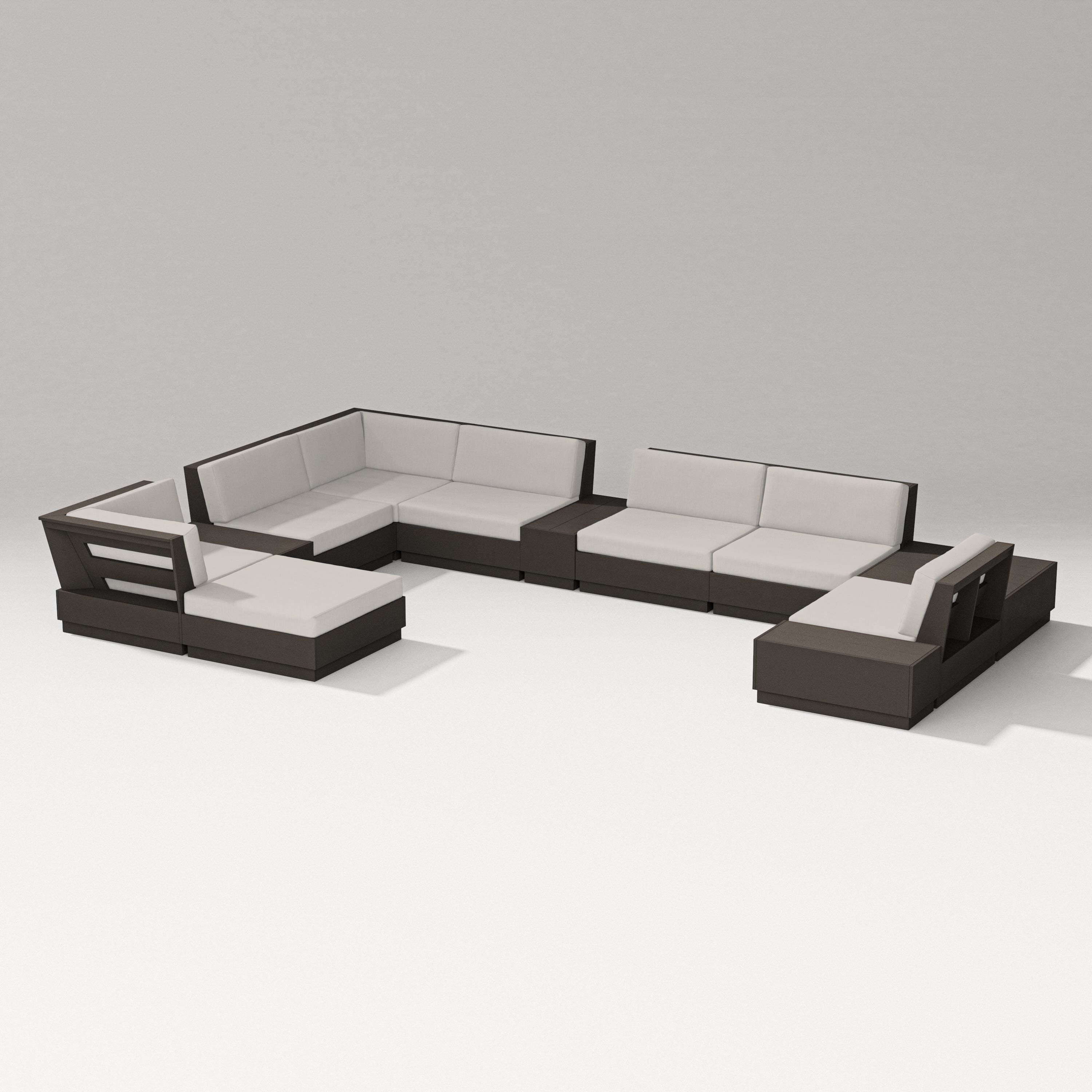PW Designer Series Elevate 12-Piece Conversation Sectional Set in Vintage Coffee / Cast Ash