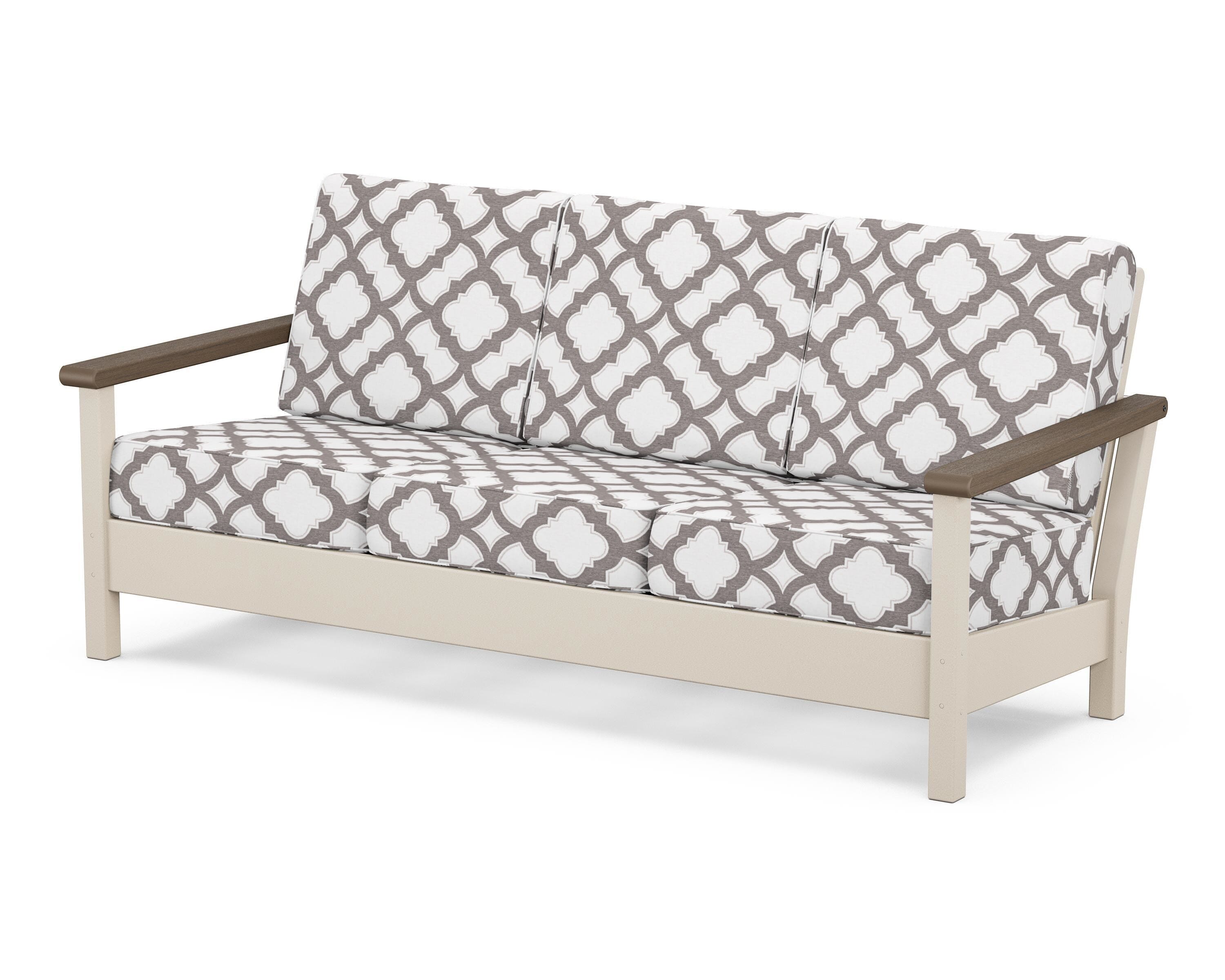 POLYWOOD® Harbour Deep Seating Sofa in Sand / Kona / Trellis Grey Mist