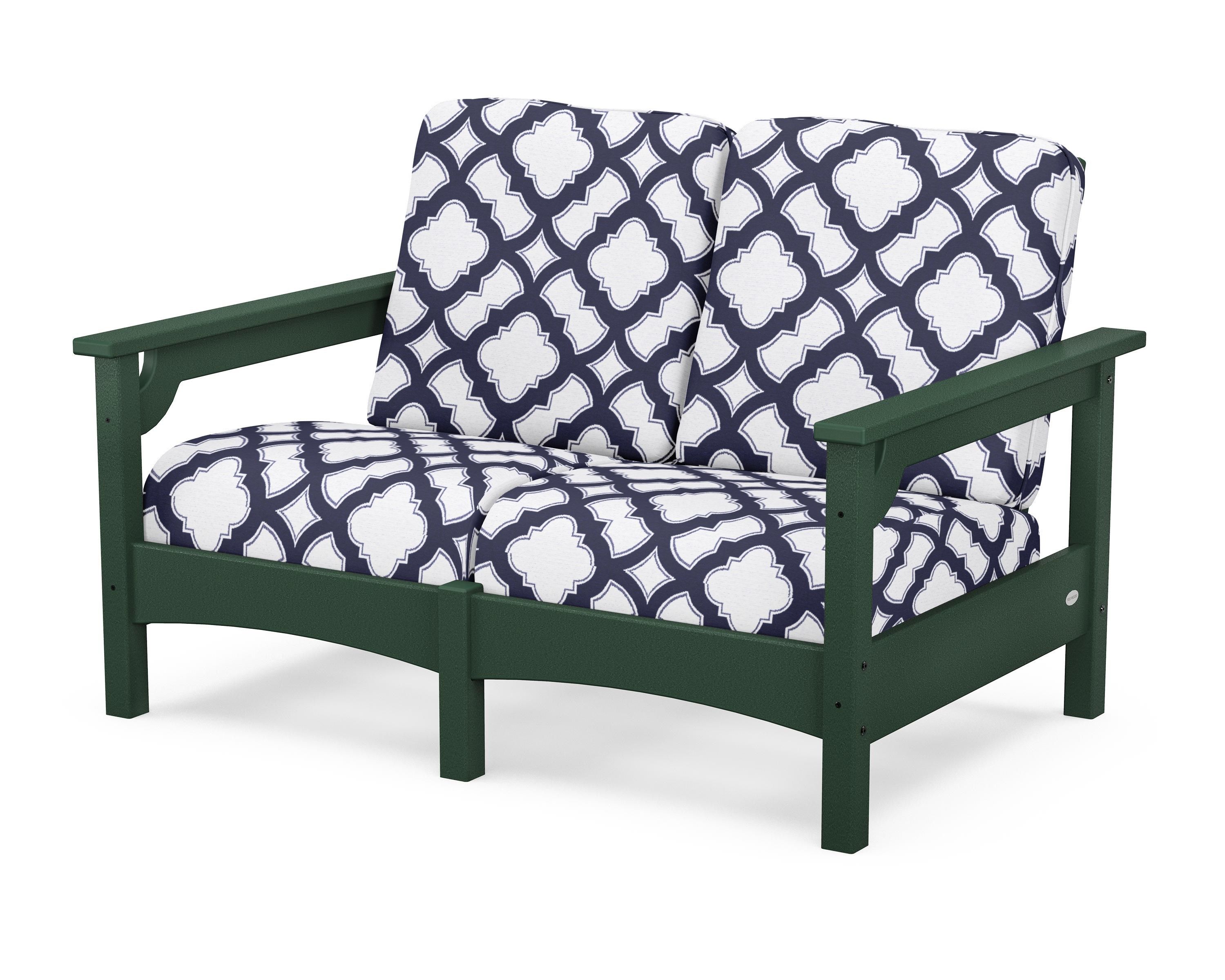 POLYWOOD® Club Loveseat in Green / Trellis Navy