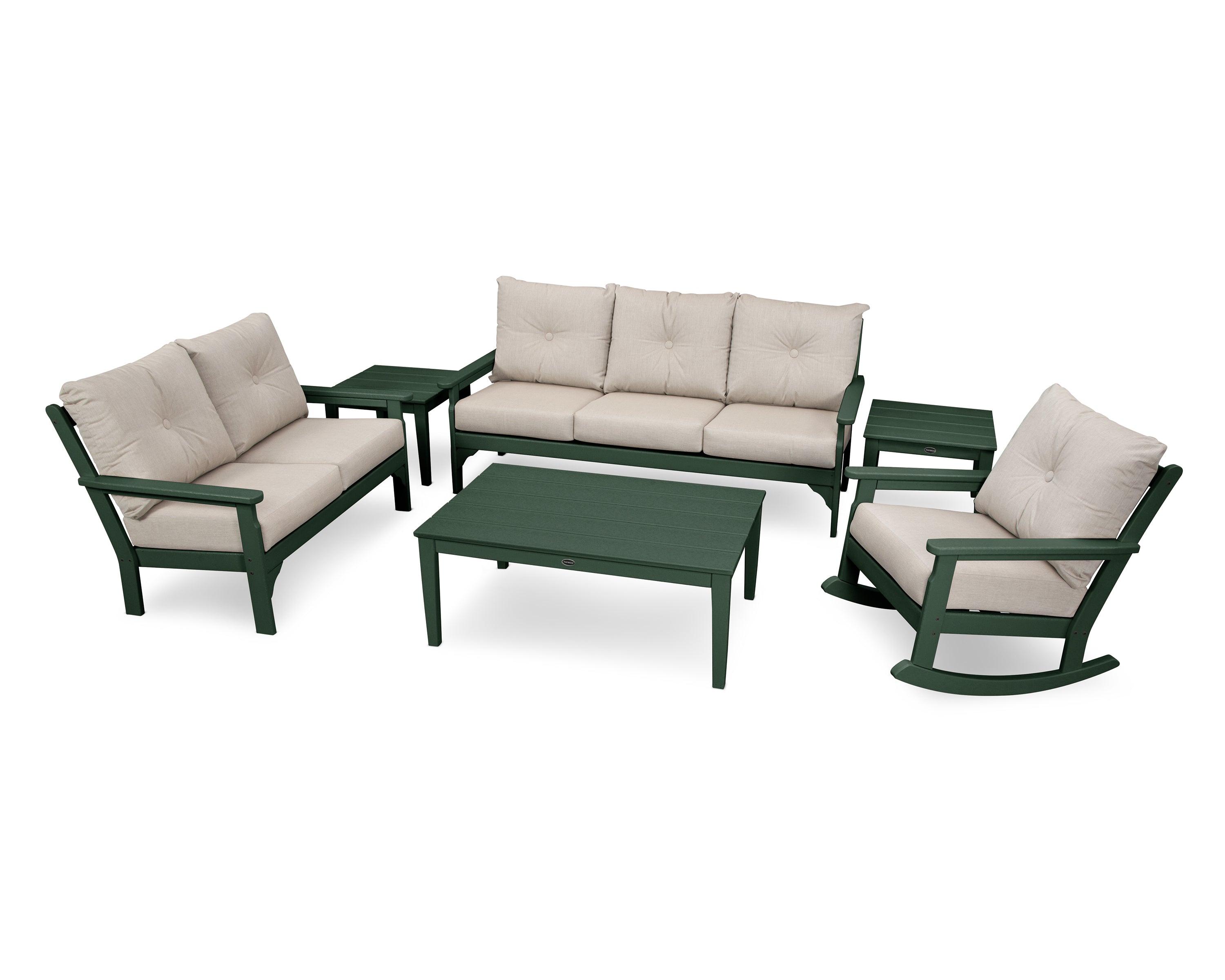 POLYWOOD® Vineyard 6-Piece Deep Seating Set in Green / Cast Ash