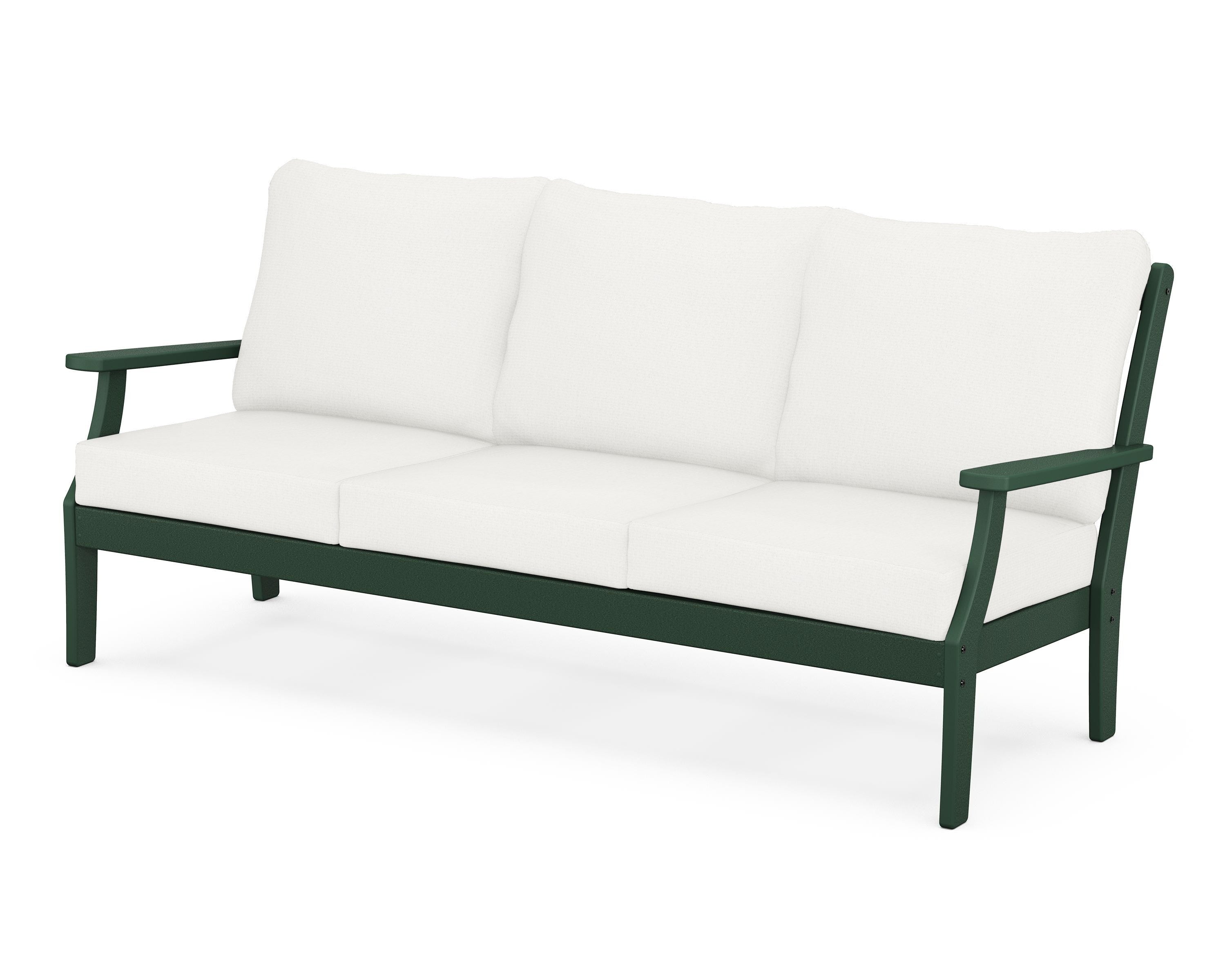 POLYWOOD® Braxton Deep Seating Sofa in Green / Natural Linen